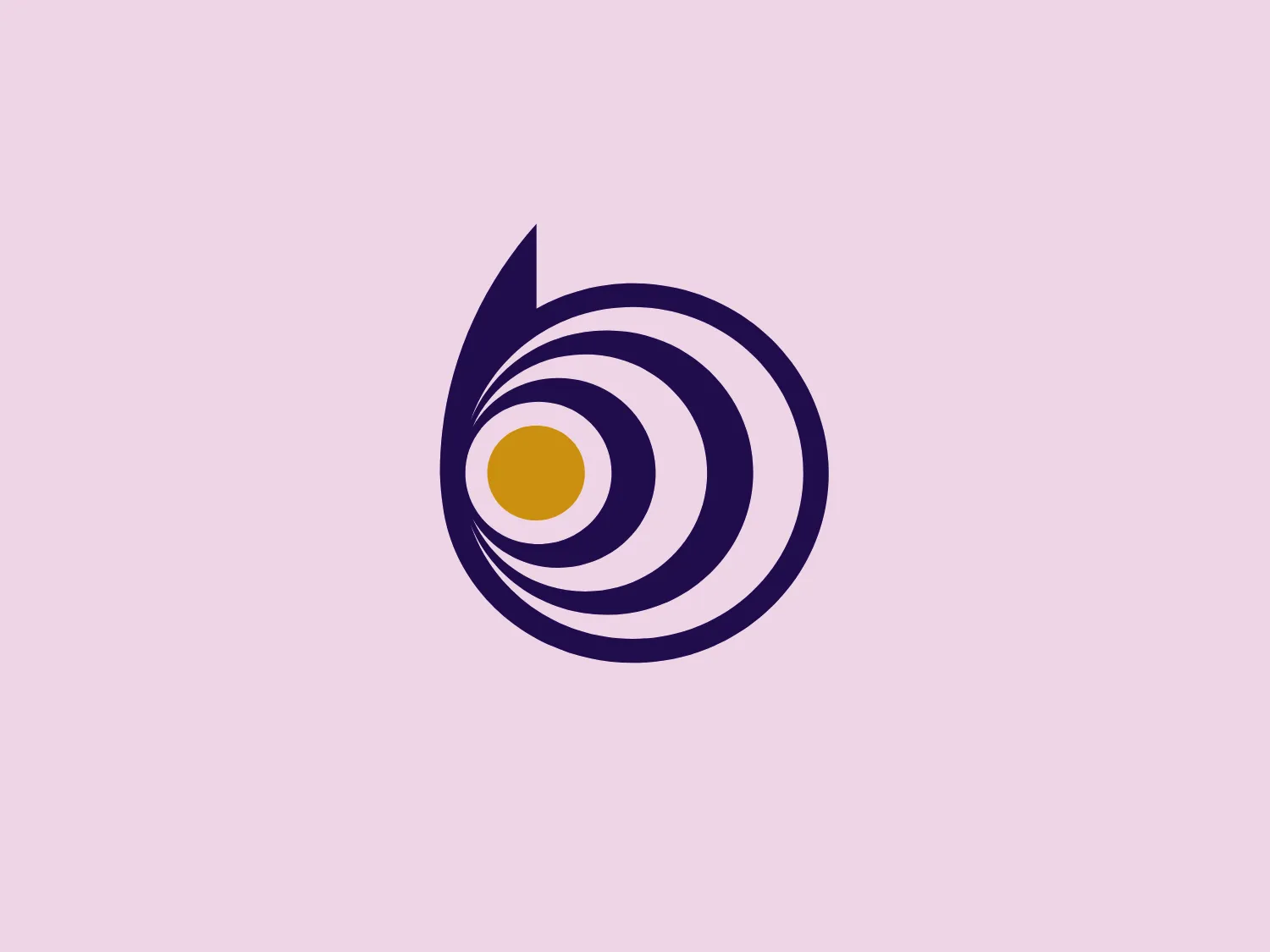 The Brilliant Lighting logo features an abstract, spiraling design that resembles an eye or a dynamic twirl. The centerpiece is a yellow dot, akin to a pupil or a sun, enclosed by a series of concentric circles that rotate around it. The circles alternate between white and a rich navy blue, creating a strong contrast and a sense of movement. The outermost swirl extends into a sharp, tail-like shape, which adds to the logo's dynamic and modern aesthetic. The design is bold and simple, using clean lines and a limited color palette to convey a sense of focus or vision.