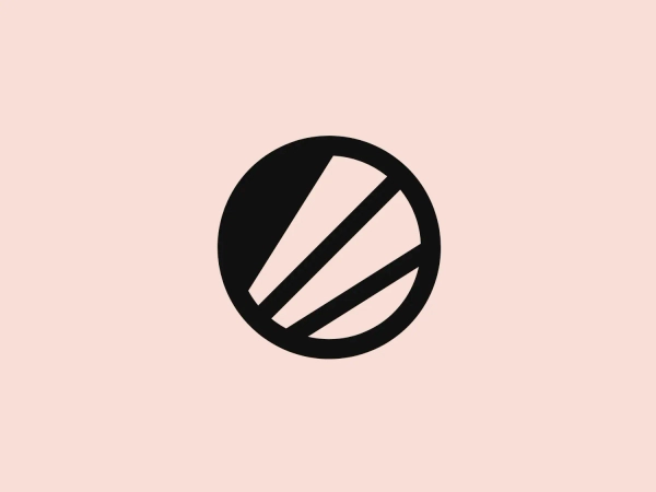 The Electronic Sports League logo features a bold, black circular emblem with three white diagonal stripes that create an asymmetrical abstract design. The stripes are evenly spaced and cut across the circle's entire diameter, resembling the forward slash symbols in a slanted configuration. The clean lines and stark contrast of white against black give the logo a modern and dynamic feel. The shapes are simple yet striking, and the overall aesthetic is minimalist with an impactful visual presence due to the contrast.