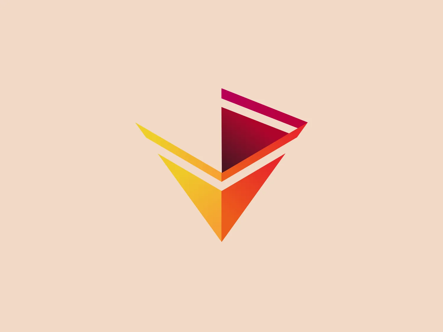 The HoloViews logo features an abstract mark consisting of a stylized V shape created by overlapping geometric elements. Its color gradient flows from a deep magenta at the top left corner to a vibrant orange at the bottom point, creating a dynamic and energetic feel. The use of triangular shapes with slightly rounded corners adds a modern and sleek look. The logo's overall design aesthetic is contemporary, with a bold and eye-catching use of color gradients which gives it depth and dimension, suggesting movement and progression.