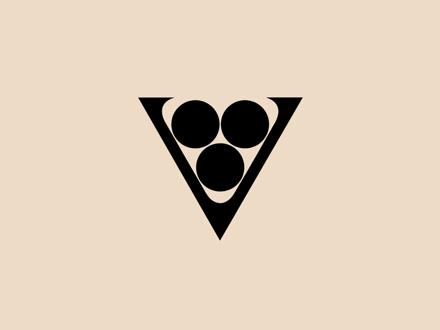 The Vendorafa logo showcases a stark, black-and-white color scheme, featuring a solid black inverted triangle with interconnected black circles inside, conforming to the shape of the triangle. This design exudes a sense of unity and cohesion, boasting a minimalistic and modern aesthetic with bold contrast for enhanced visibility.