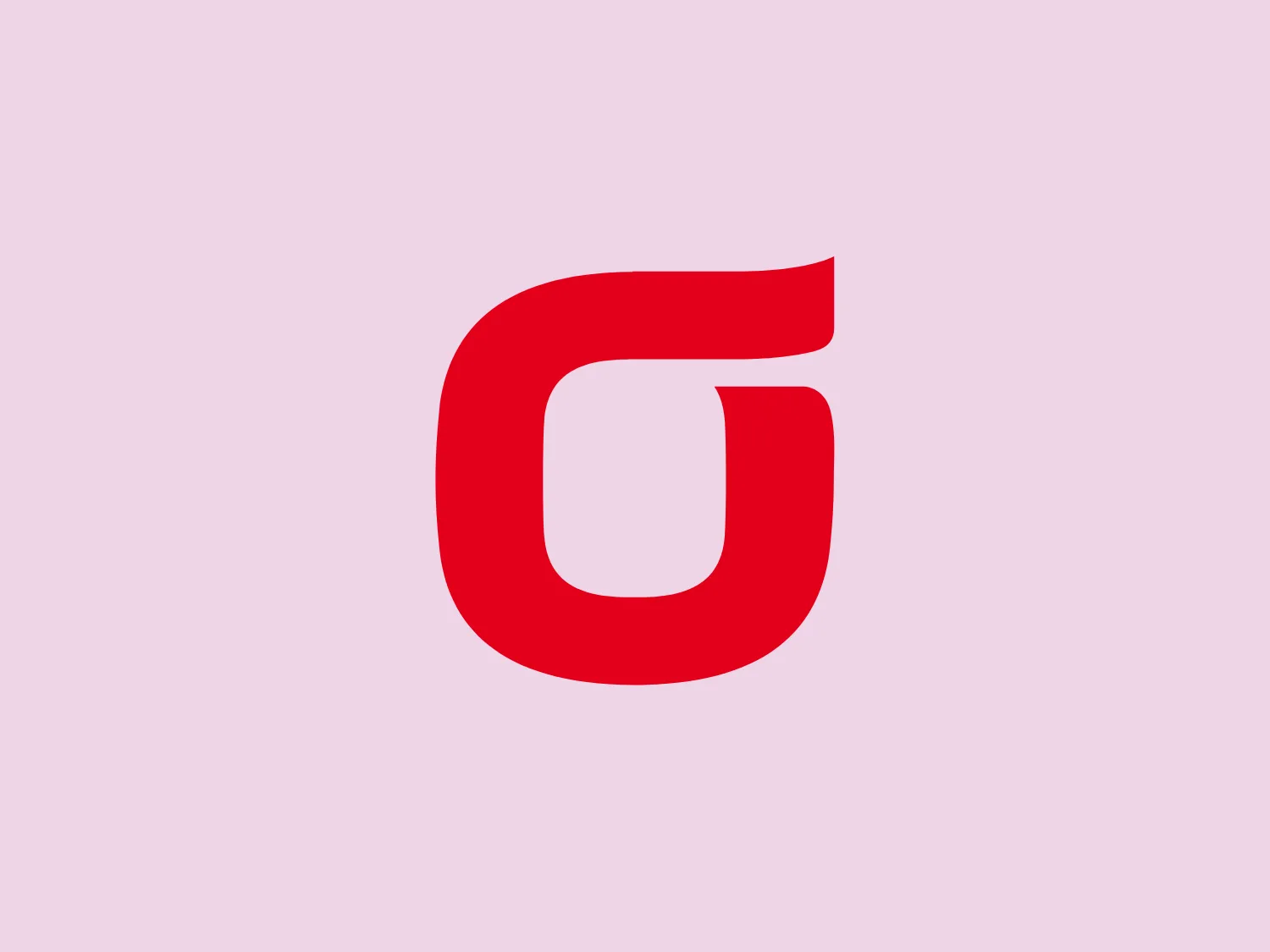 The Olleh logo features a stylized letter 'G' in a bold, vibrant red color. The design is modern and minimalistic, characterized by a soft yet boxy structure that reads as friendly and approachable. The 'G' has a geometric cut in its lower right section, creating a visual gap that adds a unique touch to the simplicity of the form, suggesting a sense of openness or incompleteness, possibly indicating a window of opportunities or an entity that is not closed off. The logo relies solely on the shape and color to convey its brand identity.