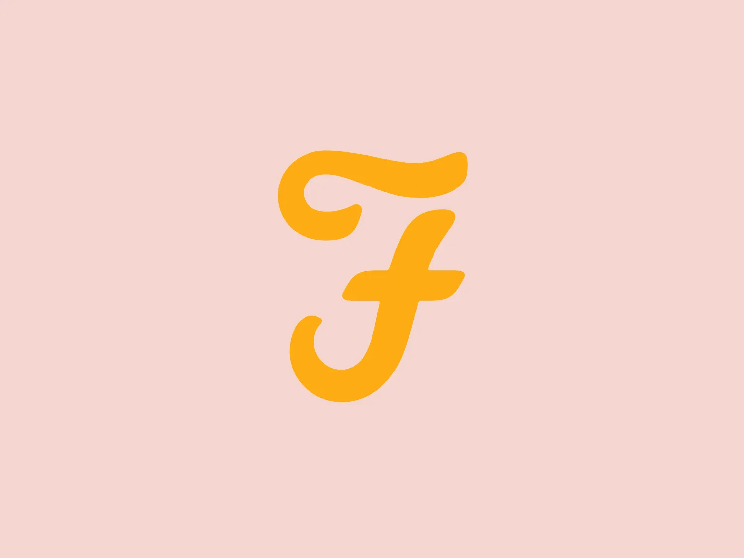 The Farah logo features a cursive, stylized letter "f" that exudes elegance and sophistication. The solid, golden yellow color communicates warmth, optimism, and creativity while the balance between thick and thin strokes creates a dynamic contrast. The cohesive shape represents continuity and possibly unity, making it well-suited for brands aiming to convey luxury, artistry, or innovation.