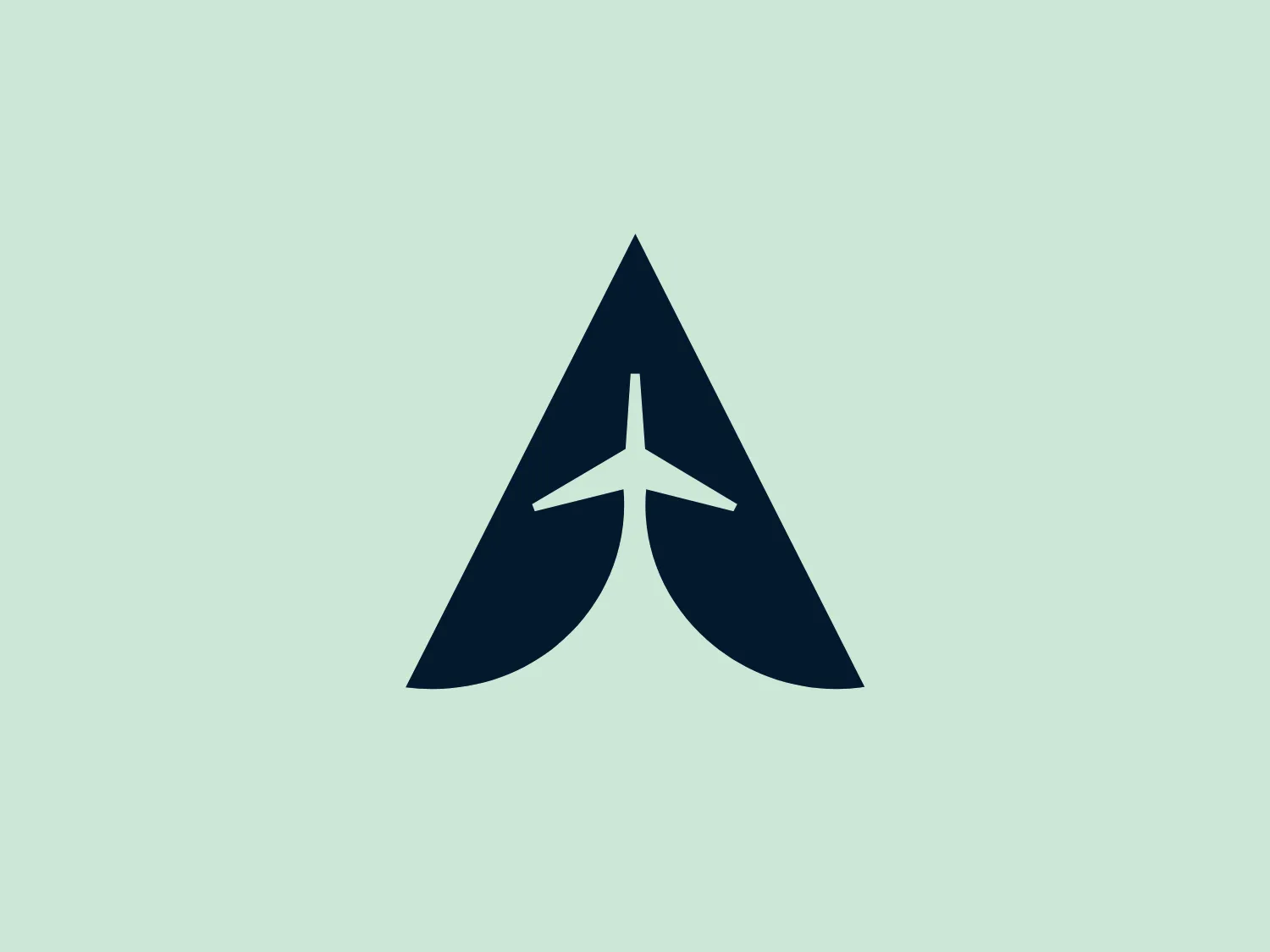 The Aircare International logo is a sleek and modern design featuring a dark navy blue color. Three stylized shapes converge to create an abstract representation of a mountain peak or a stylized letter "A". In the center of the peak, a negative space forms a simple, upward-facing airplane, conveying a sense of ascent or progress. The minimalist and clean design exudes professionalism and movement, making it a fitting representation for an organization associated with aviation, travel, or exploration. With a contemporary feel, the logo focuses on precision and forward-thinking.