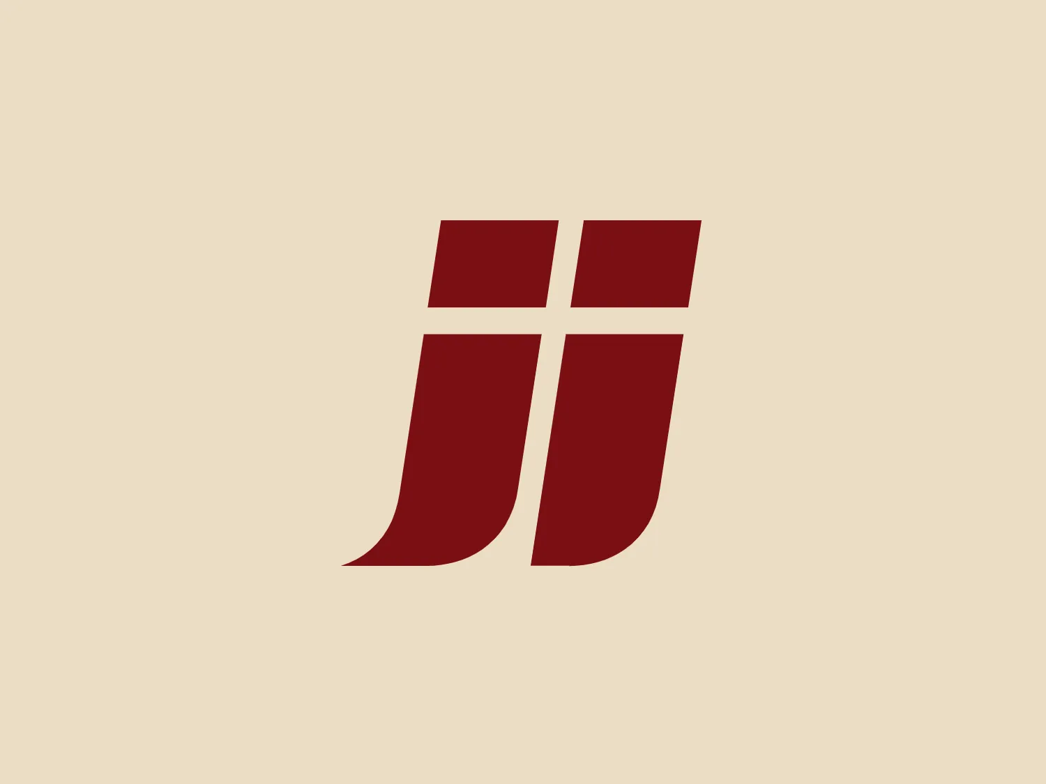 The Junckers logo features a bold and minimalistic design, showcasing a stylized representation of two identical shapes fused together in the center, reminiscent of the letter "J". The design exudes modern elegance with its straight lines, sharply angled bottom, and smooth curve at the top. The solid dark red color adds a sense of power and professionalism to the logo, making it stand out against a neutral background.