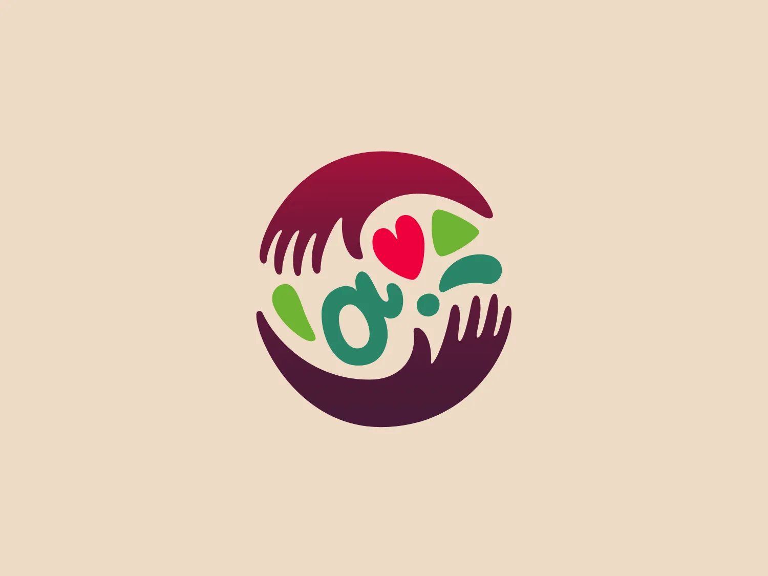 The Amara logo is a stylized, circular emblem with a modern and organic look, composed of various shapes that suggest a sense of community and connectivity. The primary imagery within the logo features two abstract human figures in a mirrored and interconnected posture, creating a seamless bond between them. A small heart symbol is nestled within the negative space, symbolizing care or love. The color palette is vibrant and earthy, with shades of dark purple, wine red, teal, and olive green; each hue smoothly transitions to the next through a gradient effect, giving the design a dynamic and harmonious energy. The shapes are curved and flowing, evoking a friendly and welcoming sensation.