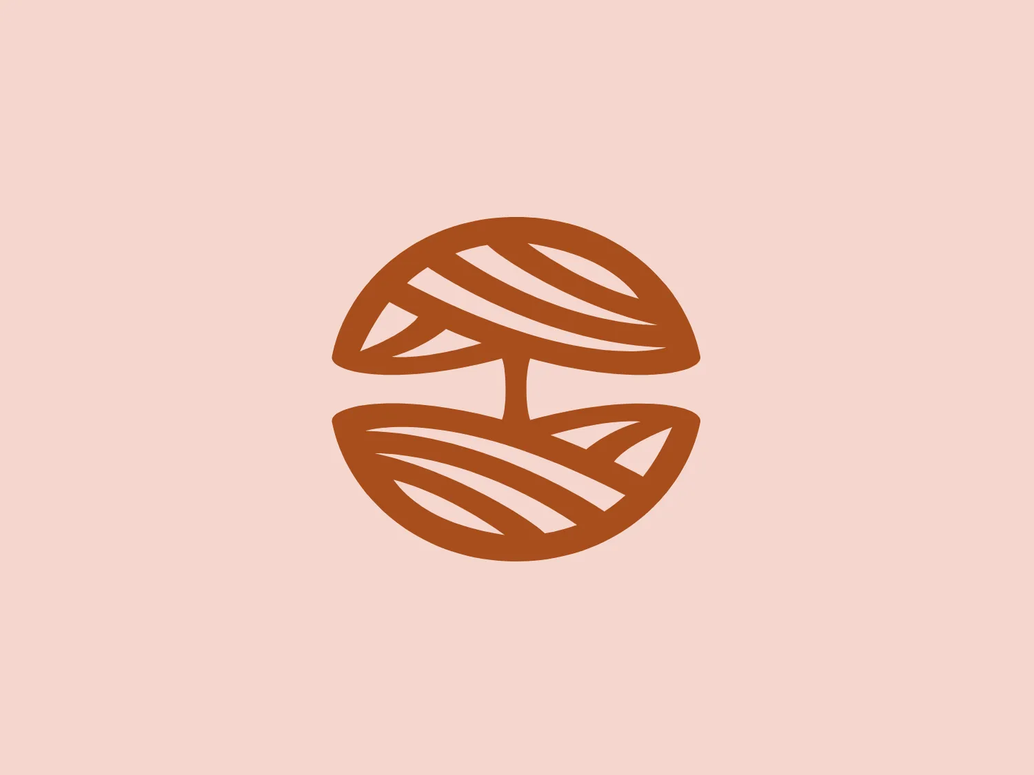 The Orfeu logo is a stylized, abstract representation of a nature-inspired theme. It features two symmetrical halves arranged vertically, with three curved, horizontal stripes on each side suggesting movement or organic growth. The design is simple and modern, using a single warm brown color, denoting natural origins and earthiness. The smooth, rounded shape of the logo gives it a friendly and approachable look.