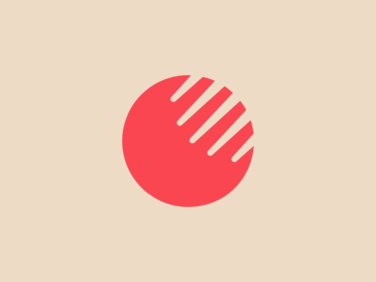 The Euroconsult logo features a stylized sphere with a warm coral hue, represented by a solid circle filled with a gradient that moves from a lighter to a darker shade of the color. Overlaid on the left portion of the sphere are four white diagonal lines of varying lengths, suggesting a sense of motion or spinning. The lines are evenly spaced and cut through the circle, giving the impression that they are partially wrapping the sphere. The overall design aesthetic is modern and minimalist with a dynamic feel due to the implied movement. To complement this Euroconsult logo, a neutral and understated background color would be ideal.