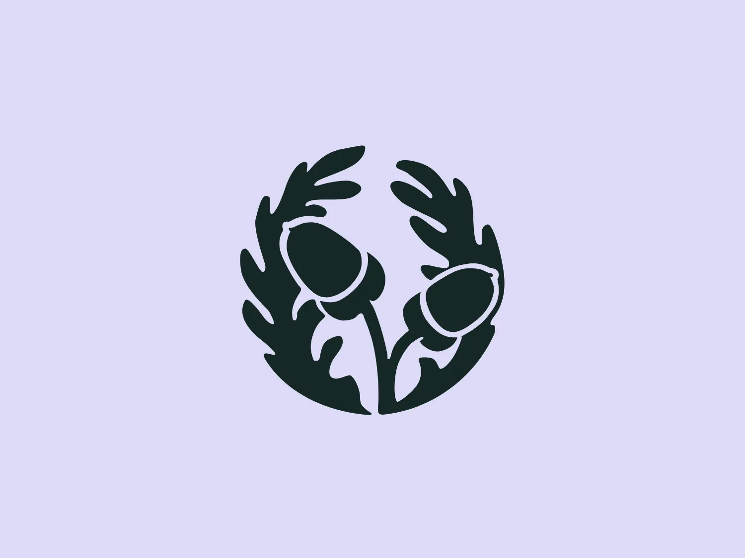 The Acorn Developments logo showcases a stylized design of two sprigs forming a circular emblem with a symmetrical layout. Two prominent floral buds, presumed to be roses based on their shape, take center stage. They are flanked by pairs of leaves that curve outward to complete the circular motif. The entire design exudes an organic and natural aesthetic, suggesting themes of growth, nature, or perhaps a brand dealing with eco-friendly products or gardening. The logo uses a dark, solid color which appears to be a deep shade of green or black, creating a strong contrast and making the logo versatile for various applications. Given the natural motif and color scheme, a soft, pastel background would complement the logo well.