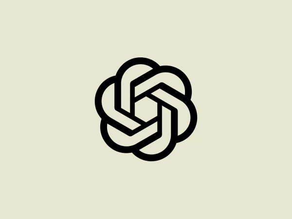 The OpenAI logo is a stylized, abstract design resembling a knot or a continuous loop. It consists of bold, interlocking shapes that create a sense of intricacy and flow. The design relies on thick, intertwined lines that form a symmetrical and harmonious emblem. The color of the logo is a solid black which gives it a strong contrast and would allow for versatile application over various backgrounds. The aesthetic of the logo is modern and minimalistic, suggesting a connection or unity theme, potentially suitable for a technology company, consulting firm, or any entity that values interconnectivity and partnership.