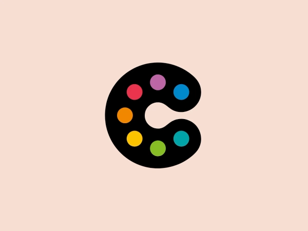 We like the modern, abstract 'e' with vibrant, multicolored circles that reflect creativity and diversity.