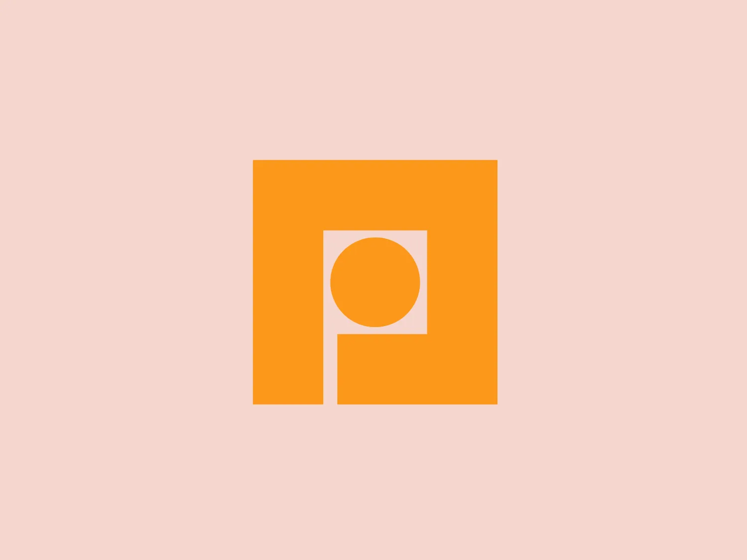 The Peoplesafe logo is a minimalist design featuring a stylized orange square with a smaller white square inside it, aligned to the bottom right. In the center of the white square, there is a perfect orange circle. The logo utilizes a bright, flat color palette and reinforces a modern and simplistic design aesthetic. The use of geometric shapes and the alignment suggest a sense of order and balance.