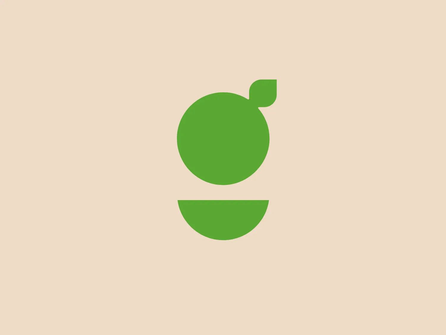 The Clean Green Simple logo features a simplistic and modern design consisting of two green shapes that abstractly represent a fruit, possibly an apple, with a leafy stem. The uniform, vibrant green color gives it a fresh and eco-friendly feel, characteristic of health, nature, or sustainability. The minimalist design emphasizes a clean and straightforward aesthetic.