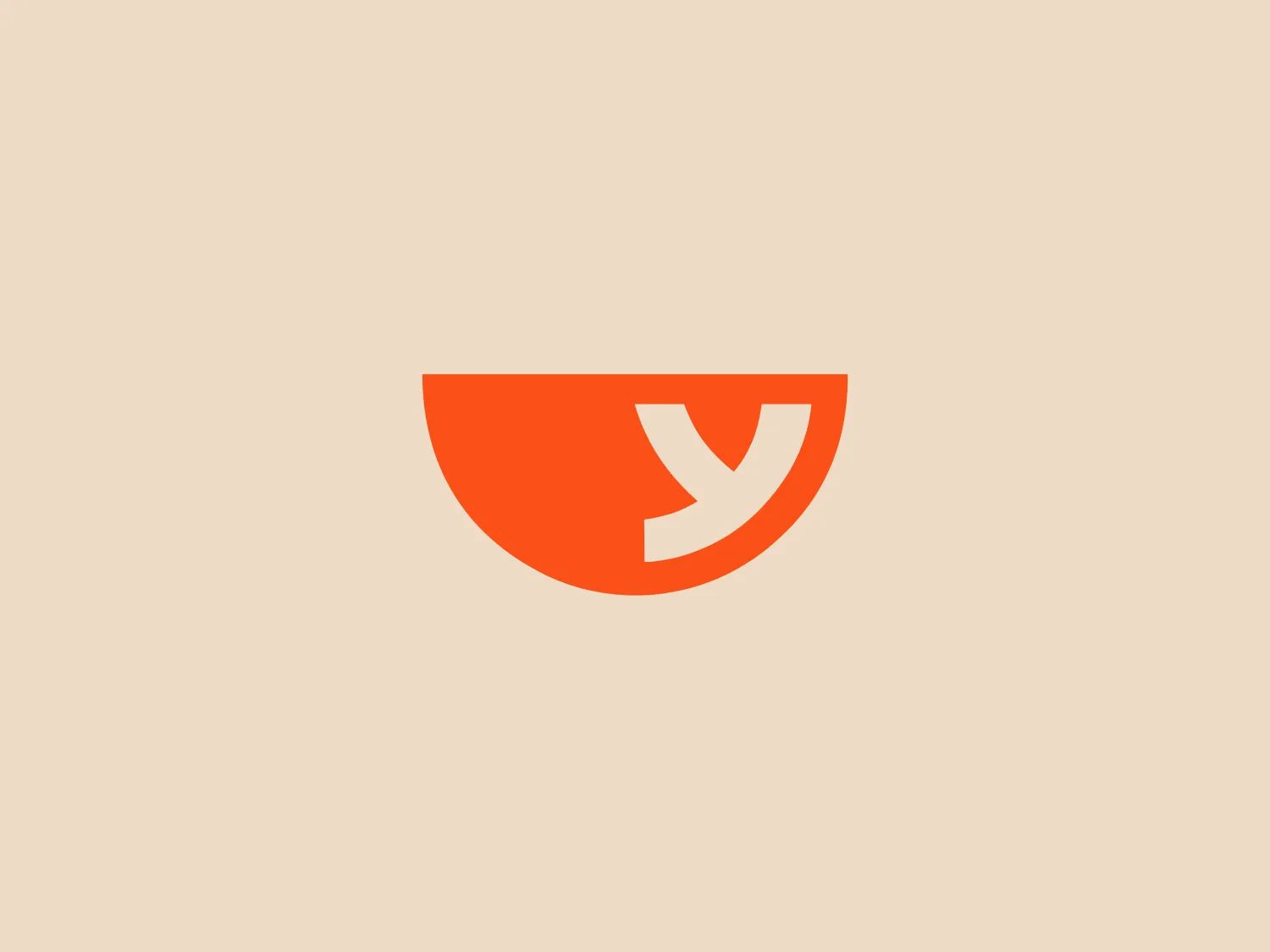 The Yoshinoya logo features a bold, stylized letter "Y" centered within a solid, semicircular shape that resembles a bowl. It has a modern and minimalist aesthetic, with the letter having sharp angles and a dynamic cut-out portion on its left arm, giving it a distinctive character. The logo uses a bright orange color, which is vibrant and eye-catching, while also conveying a sense of energy and innovation. The simplicity of the design allows for versatility in its application across various media.