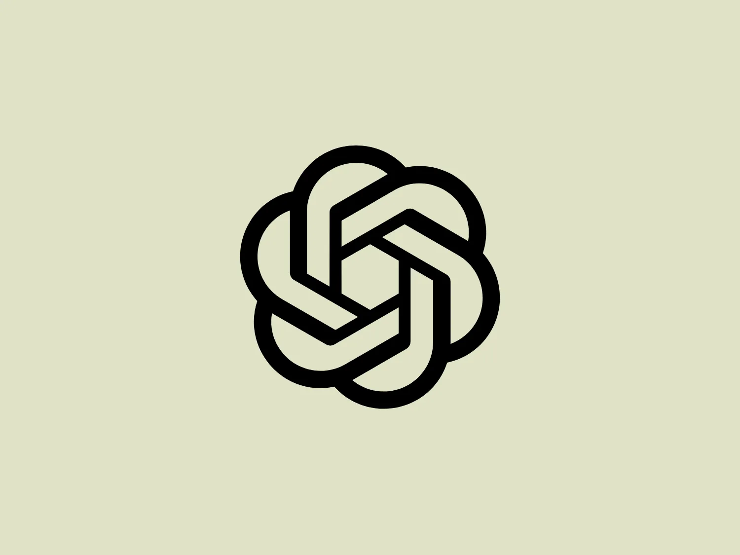 The OpenAI logo is a stylized, abstract design resembling a knot or a continuous loop. It consists of bold, interlocking shapes that create a sense of intricacy and flow. The design relies on thick, intertwined lines that form a symmetrical and harmonious emblem. The color of the logo is a solid black which gives it a strong contrast and would allow for versatile application over various backgrounds. The aesthetic of the logo is modern and minimalistic, suggesting a connection or unity theme, potentially suitable for a technology company, consulting firm, or any entity that values interconnectivity and partnership.