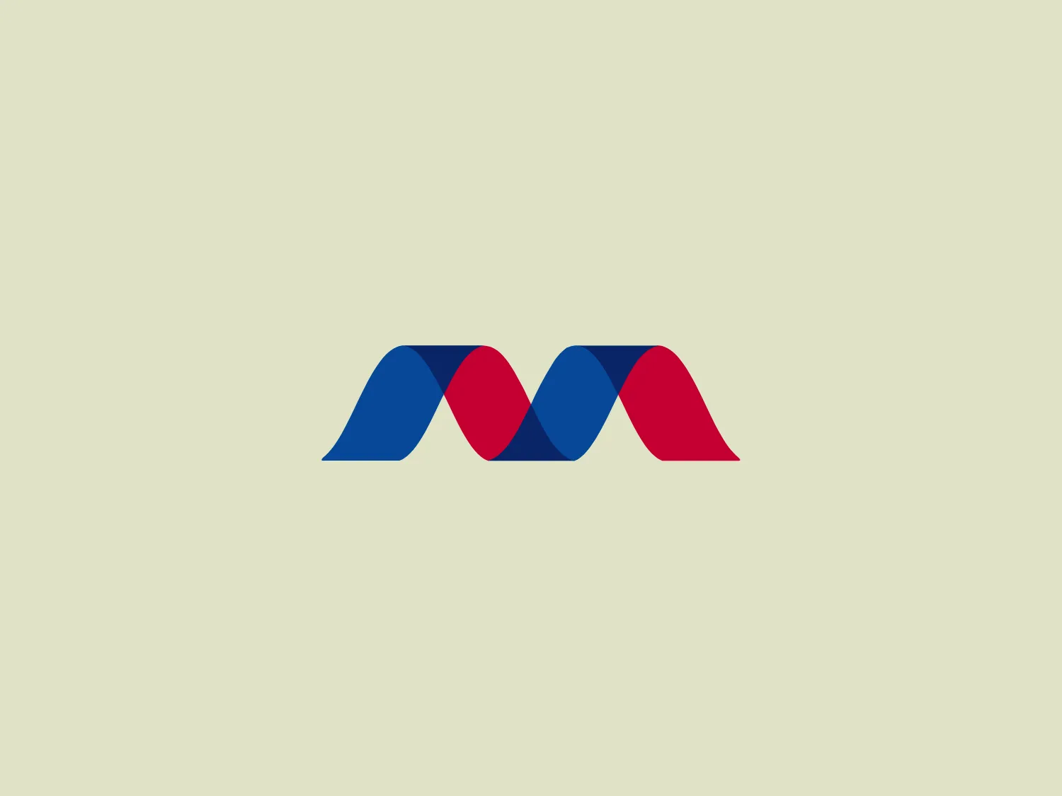 The Marlen logo features a stylized, abstract design consisting of three merged peaks or waves. The central peak is colored in a bright red, while the flanking peaks are a deep blue. The design is crisp and modern with its use of bold colors and geometric shapes. The symmetry and interlocking forms give the logo a sense of unity and balance, conveying both motion and stability. To complement the strong primary colors of the logo and maintain readability, a light background would be ideal.