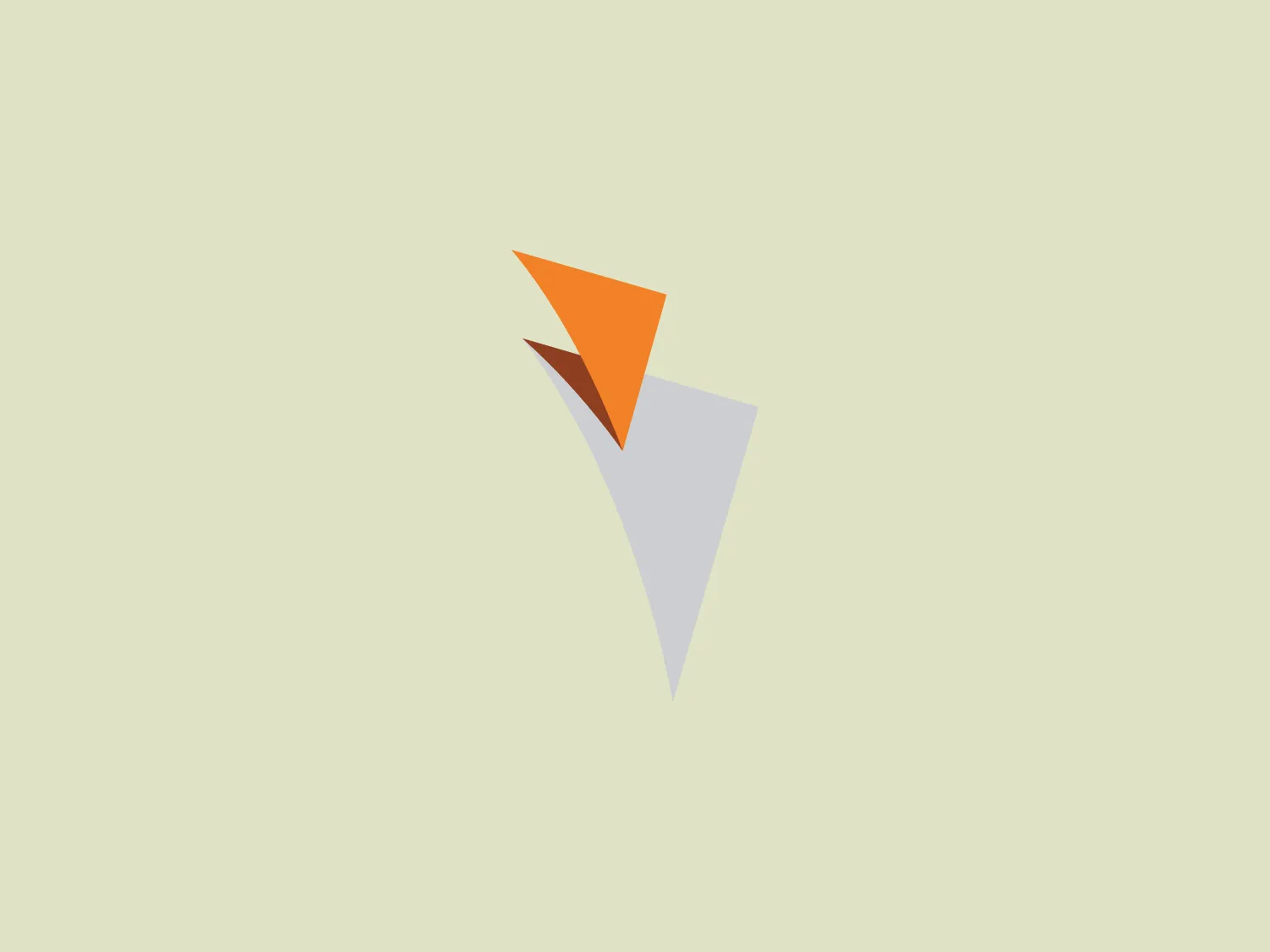 The logo for Intrepid Aviation depicts an abstract, geometric design consisting of two overlapping shapes. The foremost shape is an orange triangle with a slightly curved hypotenuse, suggesting motion or transformation. It appears to be casting a shadow or is layered on top of a larger, inverted gray triangle with softened edges, which could represent stability or a foundation. The contrasting sizes and colors create a sense of dynamic balance, indicating perhaps forward-thinking or progressive ideals. The logo's use of negative space and minimalistic design gives it a modern and sleek appearance.