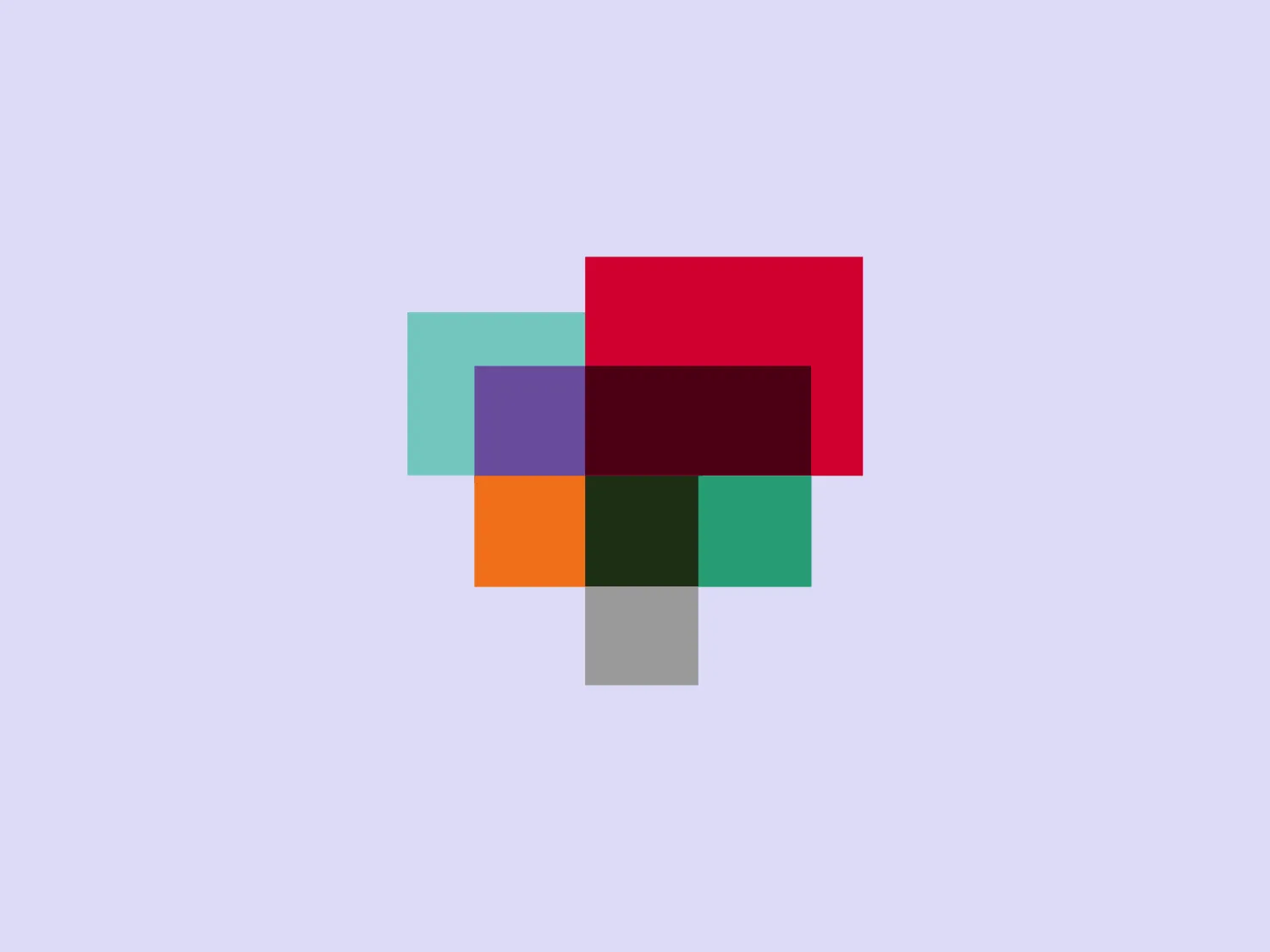 The City Hall of Tlaxcala logo displays a modern and versatile abstract design of six squares with shared edges, arranged in a cluster or grid. Each square features a different color – pale teal, purple, orange, dark green, red, and gray, creating a balanced palette of warm and cool tones. The overlap of the squares suggests connectivity or integration, while the bold yet simple shapes convey stability and reliability.