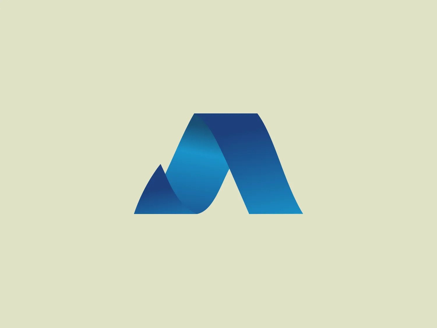 The Alfakhimprom logo features a stylized letter 'M' in a 3D effect, created by geometric shapes with a transition from dark to light blue. The two main elements resemble overlapping peaks, with the right peak casting a subtle shadow on the left, creating a sense of depth. This modern design conveys stability and strength, suitable for a technology, finance, or consultancy company or brand.