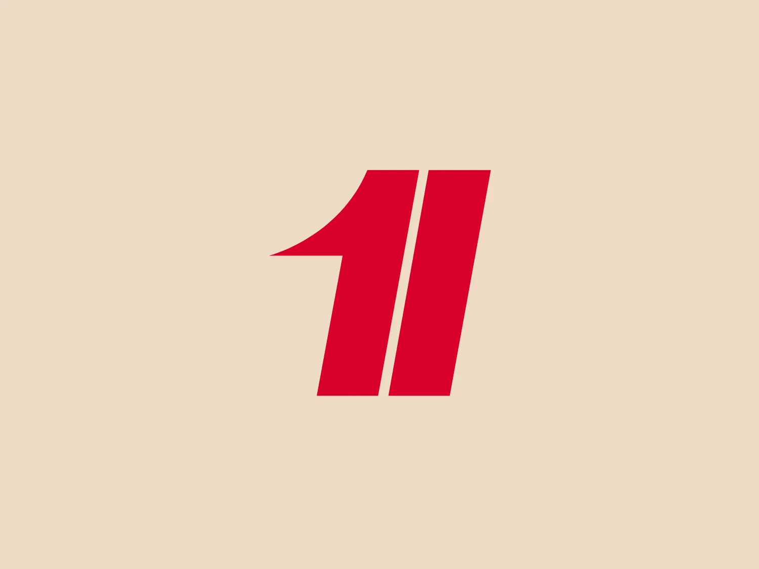 The logo presented by First National Bank of River Falls is a modern and stylized depiction of the number "11". It features two bold, vertical stripes with a bright red color which suggests vigor and attention-grabbing qualities. The left stripe is slightly angled at the top, creating an abstract representation of the number one, and giving a sharp dynamic look to the design. The right stripe is parallel to the left but without any angle, consistently representing the second "one" in the "11". The separation between the stripes is uniform, maintaining a clean and balanced aesthetic. The simplicity of the design gives it a versatile and contemporary feel, suitable for various branding contexts.