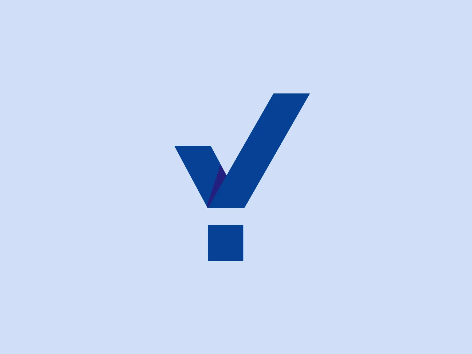 The Logo features a stylized, abstract design that forms an artful representation of the letter "Y" using geometric shapes. It primarily consists of two elongated parallelograms arranged to create a V-like structure, with a square at the base serving as the stem of the "Y". The color scheme incorporates two shades of blue – a darker navy tone for the left parallelogram and the square, and a brighter royal blue for the right parallelogram. This creates a professional and modern aesthetic. The clever intersection of the shapes gives the logo a sense of depth, reflecting the dynamic and forward-thinking brand identity of CookieYes.