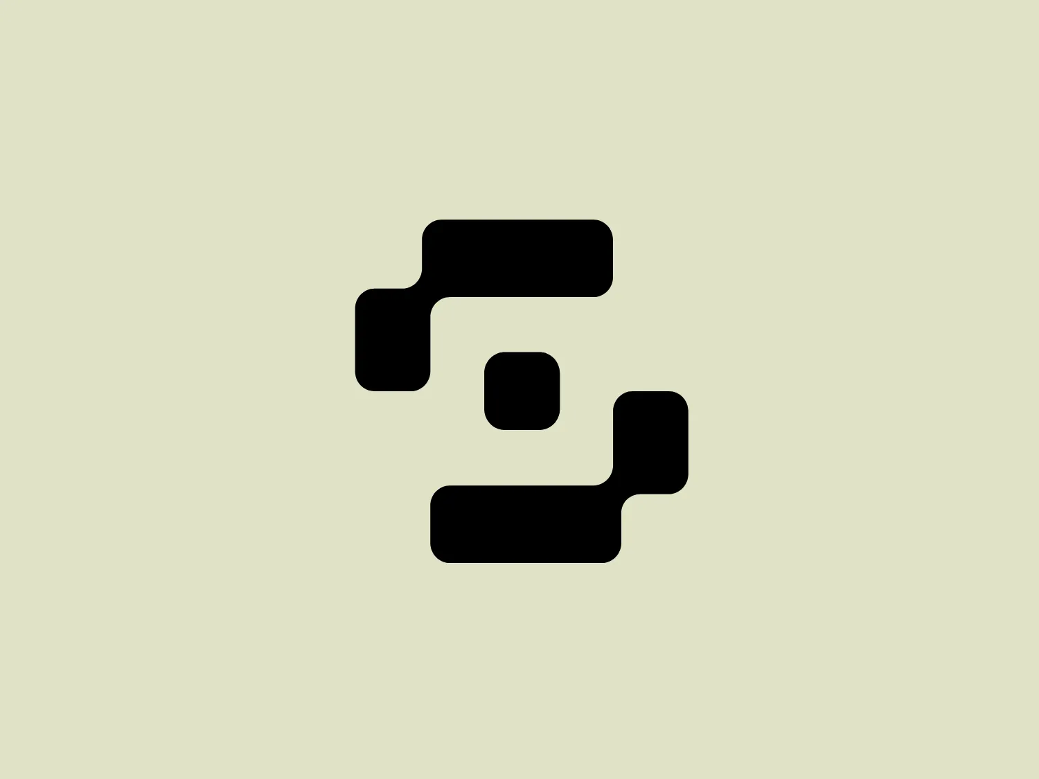 The logo for Safe is a simple, two-dimensional geometric design composed of bold black shapes. It features three abstract elements: two rectangles with rounded ends positioned perpendicular to each other, and a smaller square placed centrally and slightly offset towards the upper left, creating a sense of balance and modernity. The logo's use of negative space between the elements adds an interesting visual effect, making the design look both cohesive and dynamic. The elements are evenly spaced with clean lines, giving the logo a very contemporary and professional look.