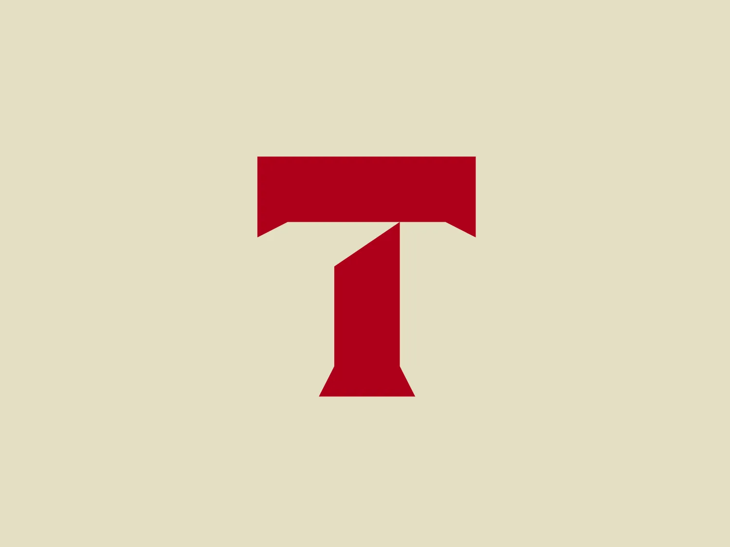 The Tech Capital logo is a bold and simplistic representation of the letter "T" in a solid, dark red color. Its design is geometric and consists of two primary shapes: a horizontal rectangle forming the top bar of the "T" and a vertical rectangle constituting the stem. The top rectangle protrudes slightly beyond the width of the stem on both sides, providing a balanced and sturdy appearance. The absence of curves and the use of a strong, unembellished font give the logo a modern and strong aesthetic, suggesting a sense of reliability and professionalism. Given the solid color and clean lines of the design, a soft and neutral background would complement it well.