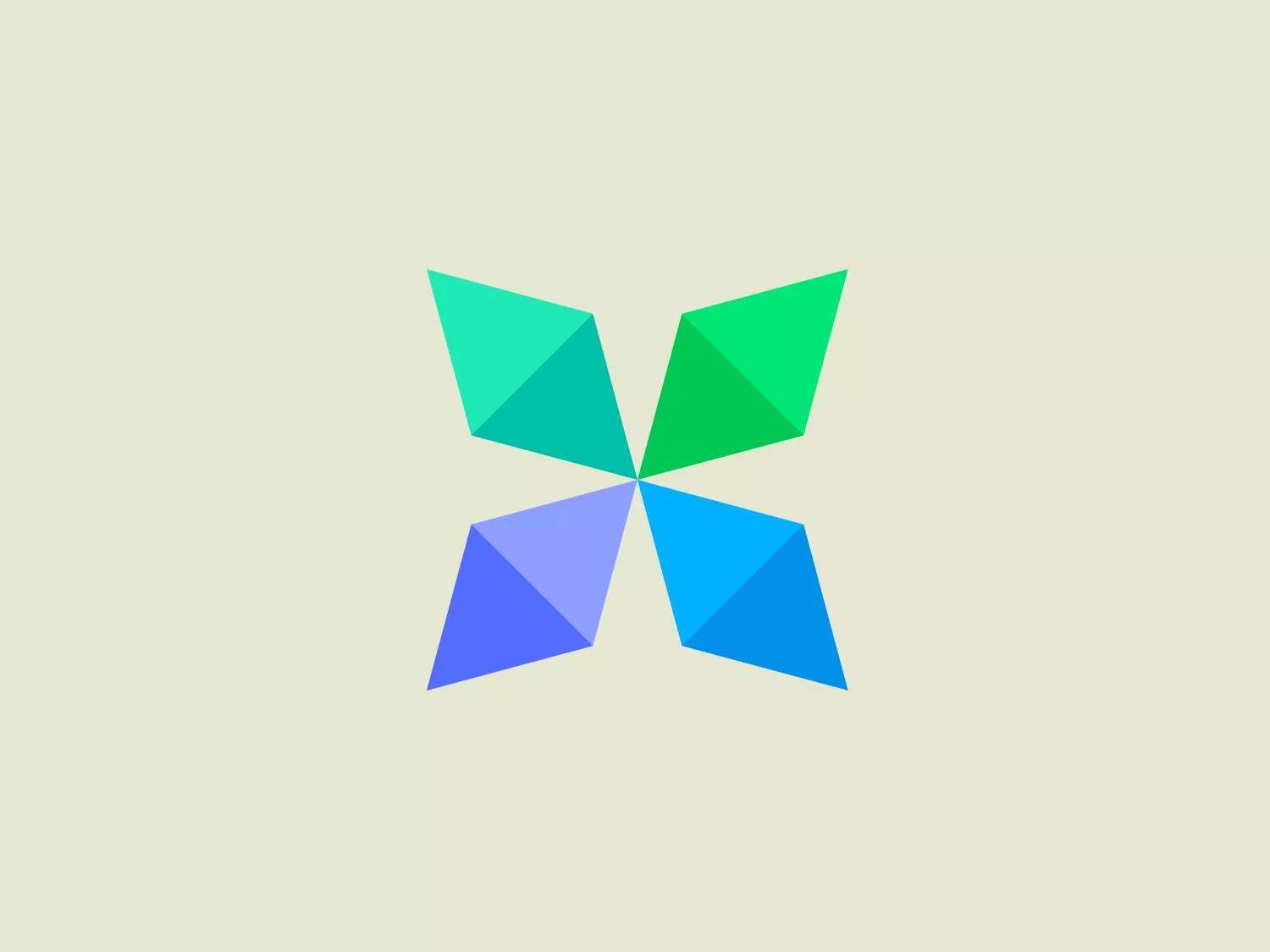 The Xapify logo is a stylized, abstract image resembling a butterfly with geometric qualities. The design is minimalist, comprising of four diamond-shaped panels that form the wings. The top pair of wings are green with a gradient that gets lighter towards the tips, while the bottom pair are two shades of blue, with the left wing being a lighter blue than the right. The intersection of these colorful panels creates the body of the butterfly, and their arrangement provides a sense of upward motion or flight. The use of vibrant colors and clean lines gives the design a modern and dynamic feel. Considering the colors in the Xapify logo, a background that provides contrast without overpowering the vibrancy of the design would be suitable.