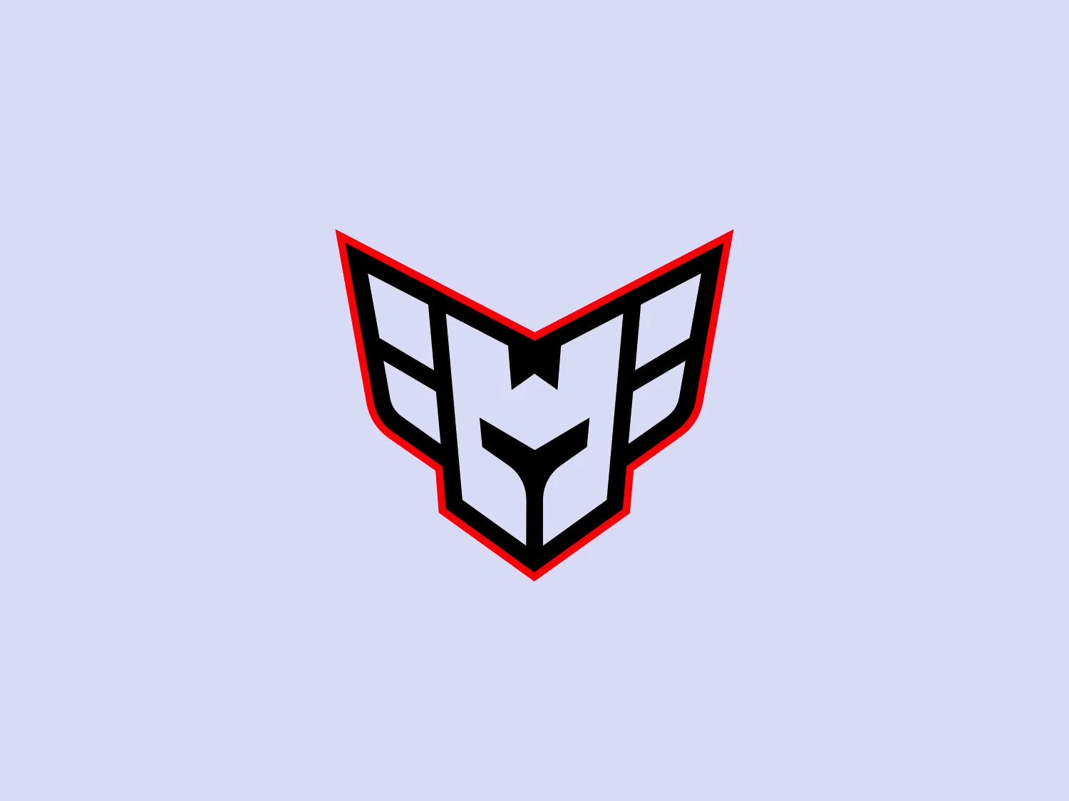 The Heroic logo features a stylized design reminiscent of a mask or a robot's face, primarily using sharp angles and straight lines. The central part of the design is composed of white, with a series of segmented, geometric shapes creating an abstract, possibly heroic visage. This central figure is outlined with thick, bold black lines that add depth and contrast, making the design stand out. A red border following the contours of the design serves as an additional outline, contributing an aggressive yet clean energy to the overall aesthetic. The logo exudes a sense of power and advanced technology, suitable for themes related to gaming, futuristic branding, or performance products.