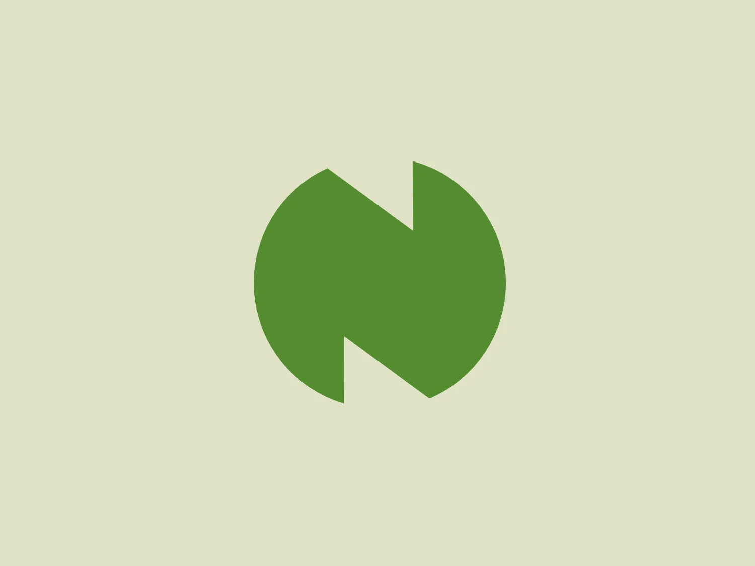 The business name, Nucleus Medical Media, logo is a simple and modern design, consisting of two symmetrical, leaf-like shapes that form a circular symbol with negative space in the center, creating an "N" like appearance. The design uses a flat color scheme with a green hue, suggesting eco-friendliness or growth. The shapes have rounded edges, imparting a soft and approachable feel, and there are no gradients or additional embellishments, reinforcing the logo's clean and contemporary aesthetic.