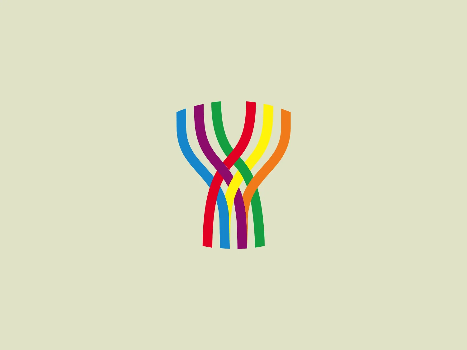 The Gobierno de Yucatán logo features a dynamic and colorful display of six curved lines that intertwine near their lower ends, creating a stylized representation of a tree or a fountain. The colors of the lines, starting from the leftmost line and moving to the right, are red, purple, blue, green, yellow, and orange, conveying a vibrant and inclusive rainbow spectrum. The lines are equally spaced and their uniform width contributes to a harmonious and balanced design. The overall aesthetic of the logo is modern and suggests diversity, unity, and growth. Given the vivid colors of the Gobierno de Yucatán logo, a neutral and light background could complement it well without competing for attention.