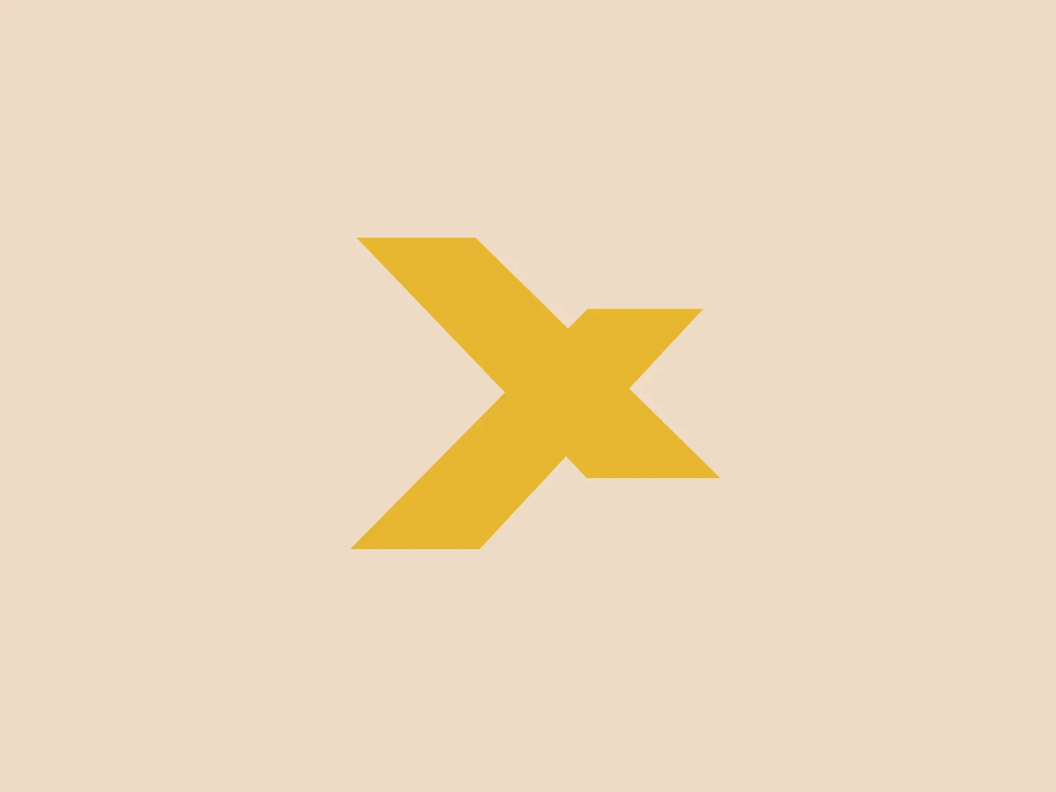 The image displays a bold, stylized logo consisting of an angular, geometric shape that resembles an abstract letter "X". The design is simplistic, with clean lines and a lack of additional detail, giving it a modern and striking appearance. The Global Innovation Exchange logo is presented in a solid, vibrant yellow color that conveys energy and innovation. Its minimalist aesthetic would pair well with a subtle background that doesn't compete for attention.