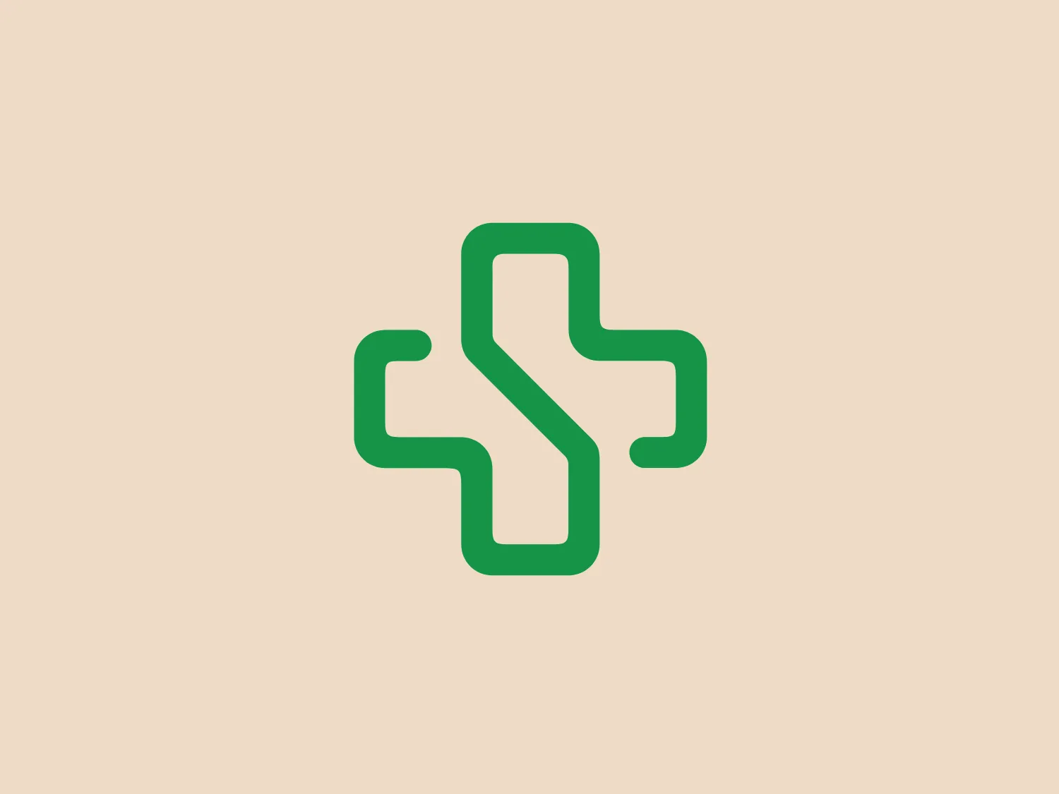 The Sanna logo is a simple yet striking design, featuring a stylized cross or plus sign. The bold, continuous green line seamlessly transitions into the arms of the plus, creating an intertwined effect. The minimalistic design gives it a modern and clean appearance, evoking a sense of connectivity and well-being.