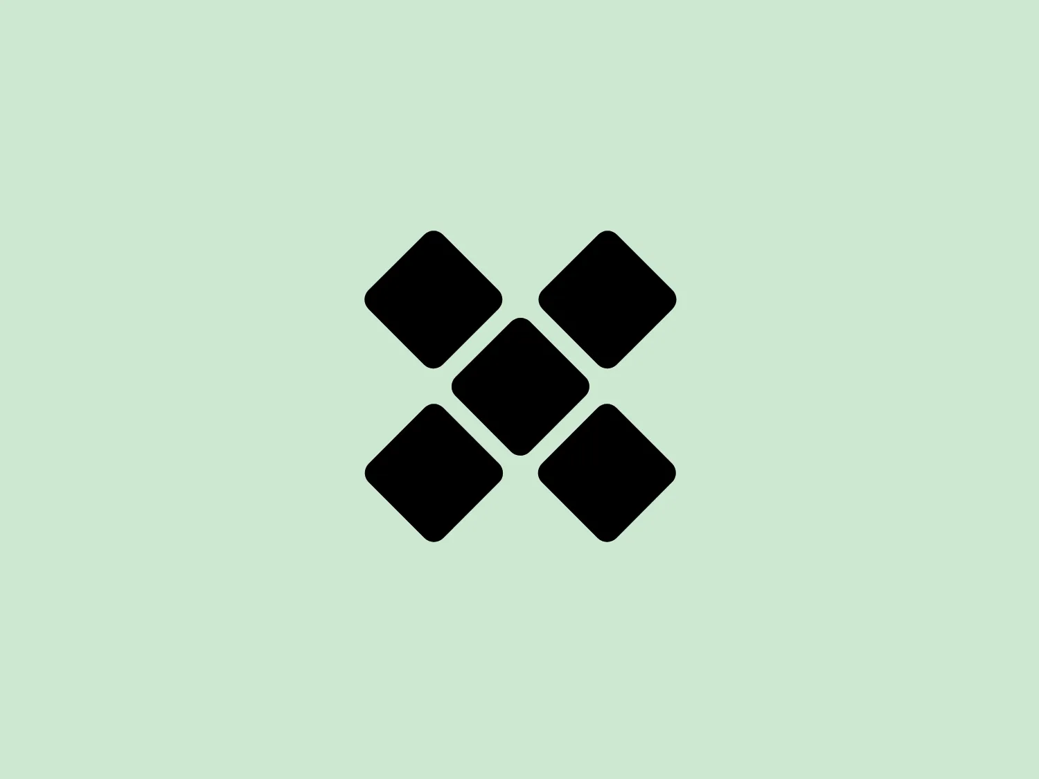 The CGAxis logo features a symmetrical arrangement of five squares forming a stylized abstract cross design. The central square is diagonally aligned, intersecting with the other four squares, which are rotated at 45 degrees, creating a sense of dynamism and interconnectivity. All shapes are solid black, demonstrating a simple, modern, and geometric aesthetic that conveys stability and precision. The logo's minimalist design allows for versatile application across various mediums.