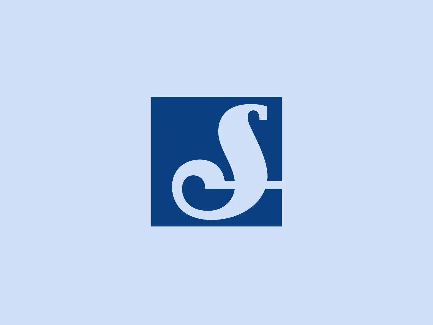 The Schibsted logo features a modern and fluid "S" letter in a clean, sans-serif typeface, set against a solid deep blue square background. The design utilizes negative space effectively to create an interesting interplay between the letter and the background, with the right side of the "S" extending to the edges of the blue square, implying continuation beyond the bounds of the logo. The bold and professional blue color makes the white letter stand out crisply.