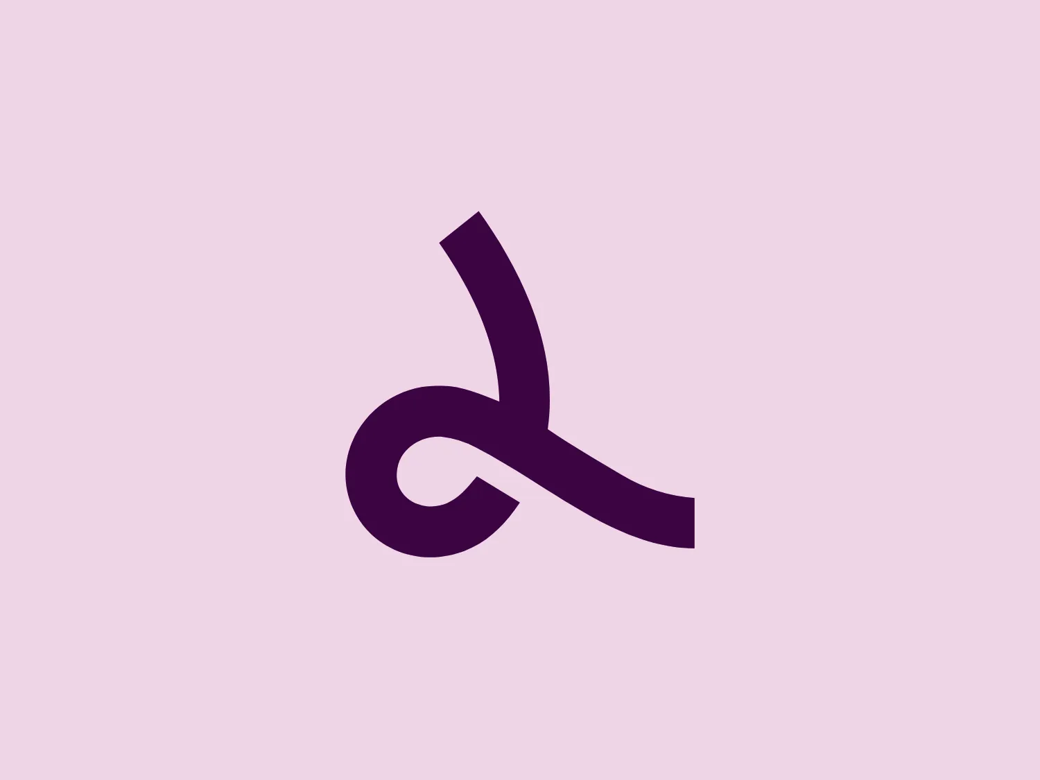 The Linneo logo features a stylized lowercase 'd' with a unique cursive flourish that connects the ascender to the bowl, creating an enclosed form. It has a modern and minimalistic design with smooth curves, lending it an elegant and sophisticated feel. The logo is presented in a bold, solid purple color which gives it a strong visual presence. The precise nature of the curves implies a sense of care and attention to detail in the design.
