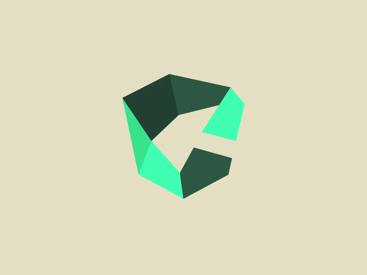 The Coinage logo features a modern and geometric composition of multifaceted shapes that form an abstract, three-dimensional cube. Using shades of green, with darker tones outlining the edges and shapes and lighter tones accentuating the surfaces, the design creates a dynamic and cutting-edge appearance that suggests innovation and forward-thinking. The angular design conveys stability and efficiency.