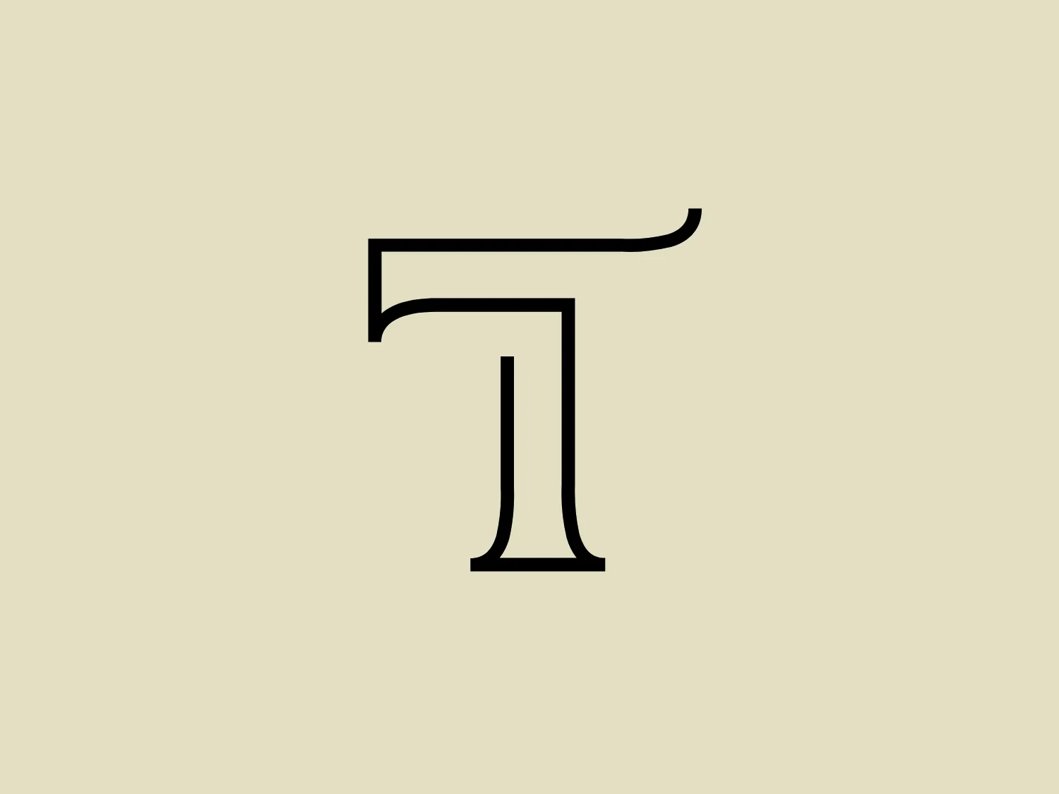 The image depicts a stylized letter "T" for Turo that features clean, bold lines with a modern aesthetic. The logo is monochromatic, consisting of a sharp, contrasting black against a white background. The design of the "T" is geometric, utilizing a combination of straight edges and elegant curves. The upper crossbar extends slightly beyond the stem on both sides, giving it a balanced yet dynamic look. The base of the "T" is accentuated, with the ends flaring outward very slightly, which helps to ground the design. This logo's sleek and contemporary design will likely stand out well against a minimalist background.