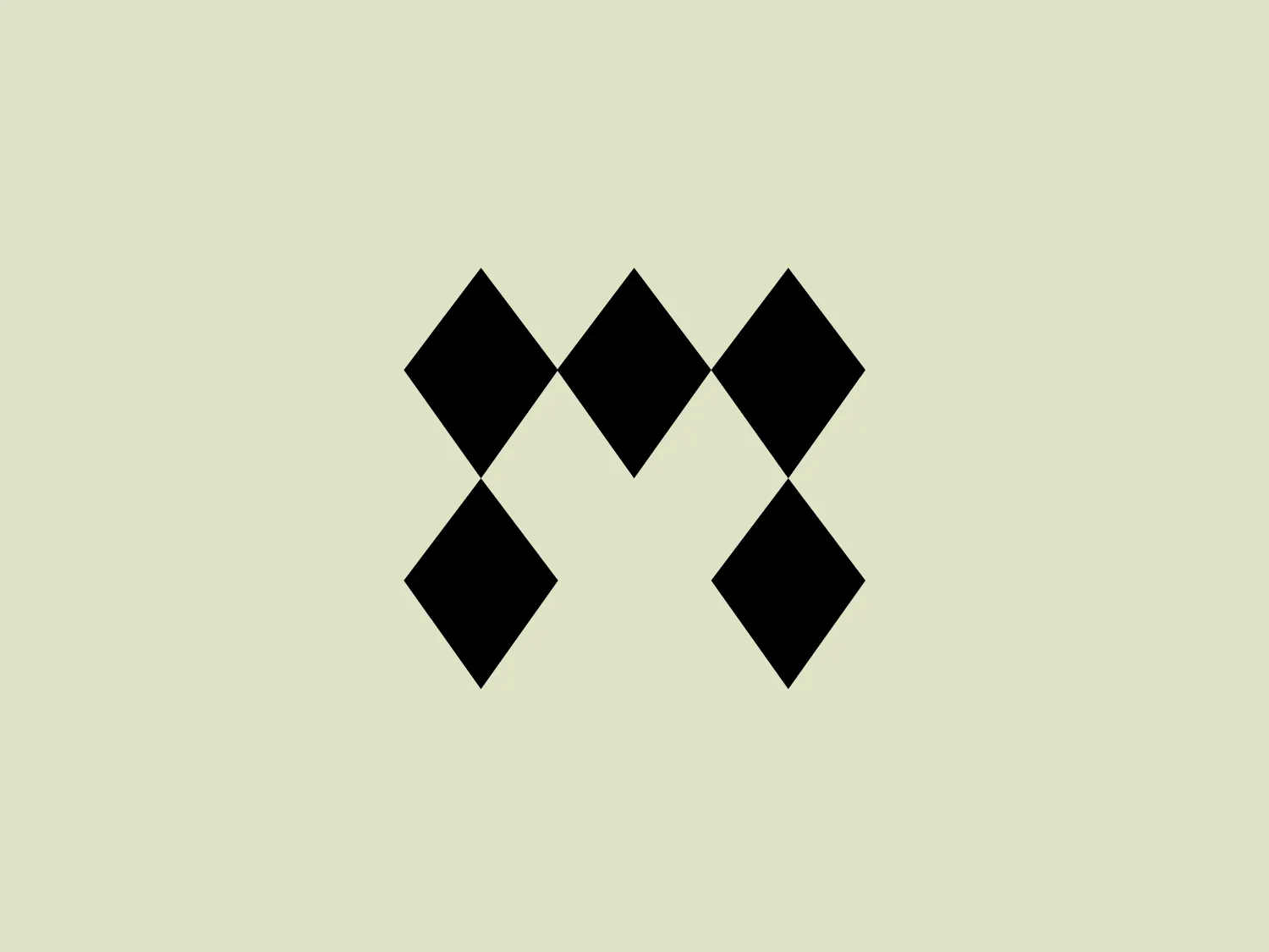 The logo for Motley Agency consists of four black diamond shapes arranged to create a symmetrical and abstract letter "M". The diamonds are equally sized and oriented at a 45-degree angle, leaving a small negative space where their tips meet at the center. This logo’s design aesthetic is modern and minimalistic, with a strong emphasis on geometry and balance. The stark contrast of the black shapes on a white background adds to its bold and impactful appearance.