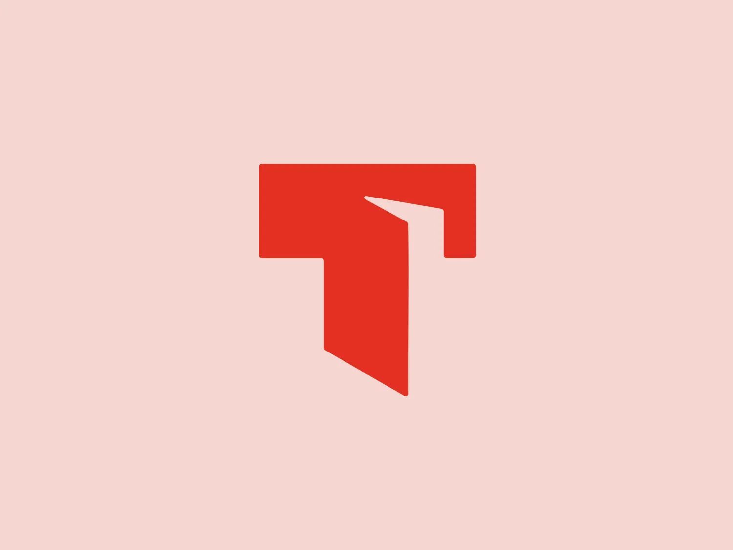 The Thesaurus logo is a geometric, abstract design featuring a bold, solid color. The configuration resembles a stylized letter "T," comprised of straight lines and sharp angles, suggesting stability and strength. Predominantly featured in a vibrant red-orange shade, this logo conveys a sense of energy and dynamism. The simplicity of the form gives it a modern and clean aesthetic, making it easily recognizable and potentially memorable. To complement this logo, a subtle and neutral background color would balance its vibrancy without overshadowing it.