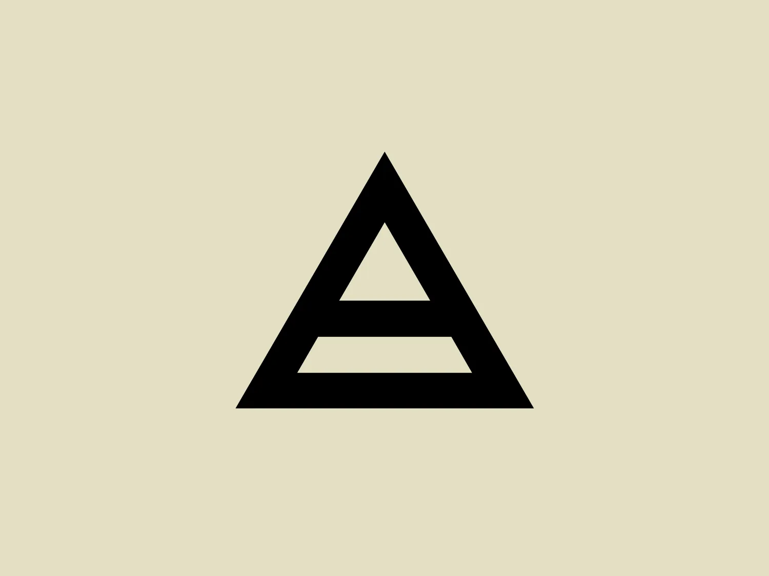 The Avrett logo features a bold, black equilateral triangle with a smaller, inverted white equilateral triangle centered within it, creating a strong sense of contrast and geometric simplicity. The modern and minimalist design, coupled with a stark monochromatic color scheme, exudes a sense of stability and balance through the use of basic geometric shapes and symmetry.