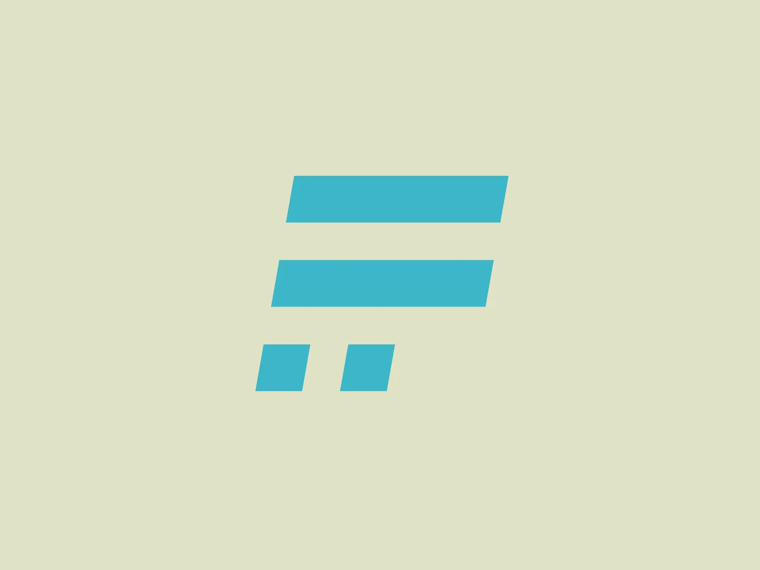 The Flowmon logo features a stylized uppercase 'E' comprised of three horizontal turquoise bars that progressively decrease in size from top to bottom, with the shortest bar on top. There are two additional smaller squares positioned underneath and to the right of the middle and bottom bars, aligning to create the appearance of a lowercase 'e' within the negative space. The design is clean, modern, and utilizes negative space effectively to convey the dual-letter concept. The color is uniform across all elements.
