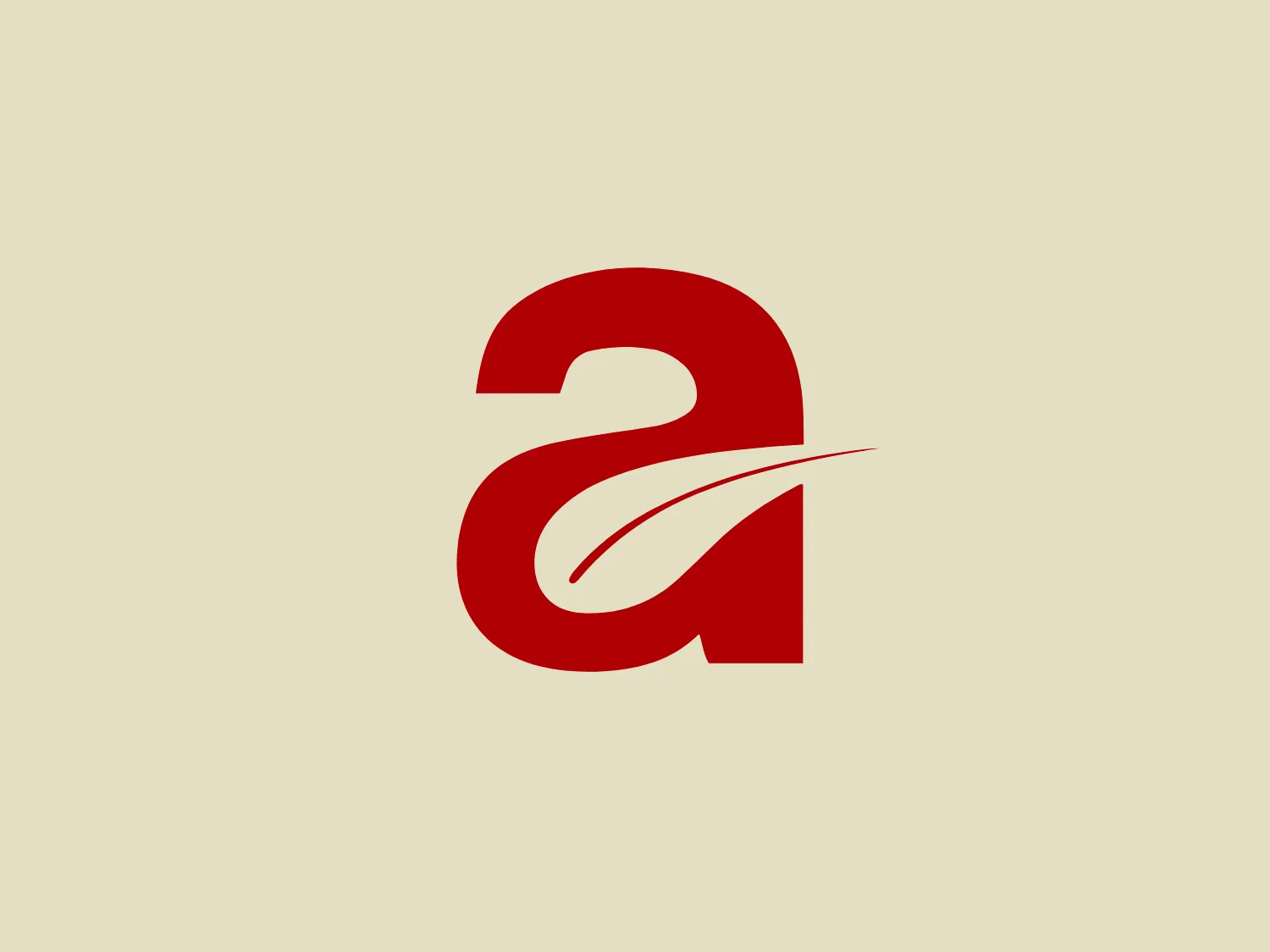 The image depicts a stylized logo composed of two interconnected elements that resemble the letters 'a' and '2'. The design uses a bold, red color for the figures, with a clean, sans-serif typeface. The 'a' is lowercase with a sweeping curve that extends towards the right, suggesting motion or a dynamic nature, while the '2' integrates with the 'a' in a seamless fashion. The use of negative space between the elements is sophisticated, and the overall design aesthetic is modern and minimalistic.