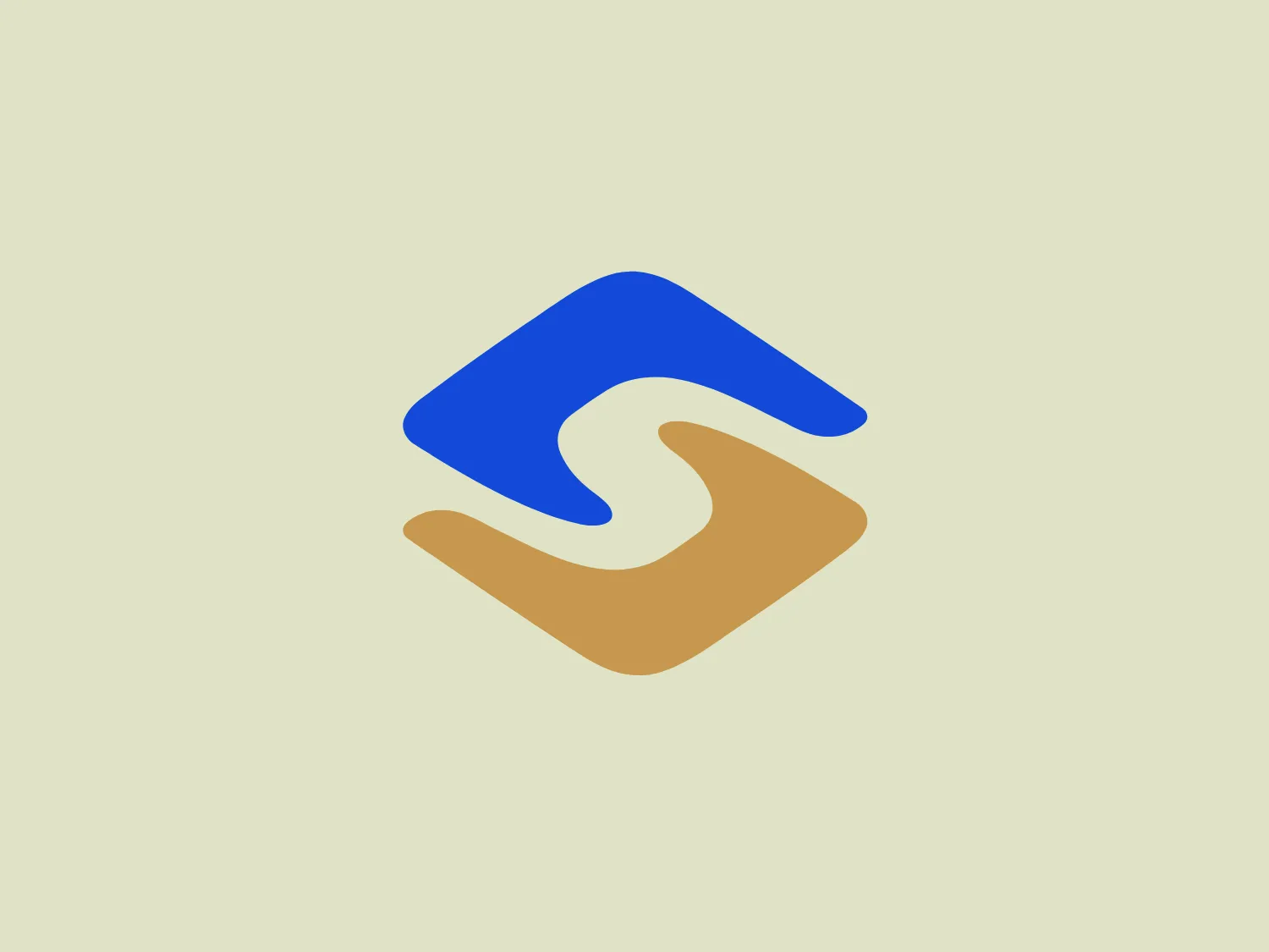 The Syndeo logo features a stylized, abstract design that resembles two opposing, curved elements interacting with each other or perhaps symbolizing a form of connection or unity. One element is colored in a bright blue, while the other is in a warm, sandy beige. The blue element arches over the beige one, suggesting a protective or encompassing gesture. Their shapes are fluid and rounded, creating a dynamic and modern look. There's a sense of harmony and balance achieved through the interlocking design, which could be interpreted as representing communication, support, or partnership. The logo's simplicity gives it a clean and sleek appearance, making it versatile for various applications.