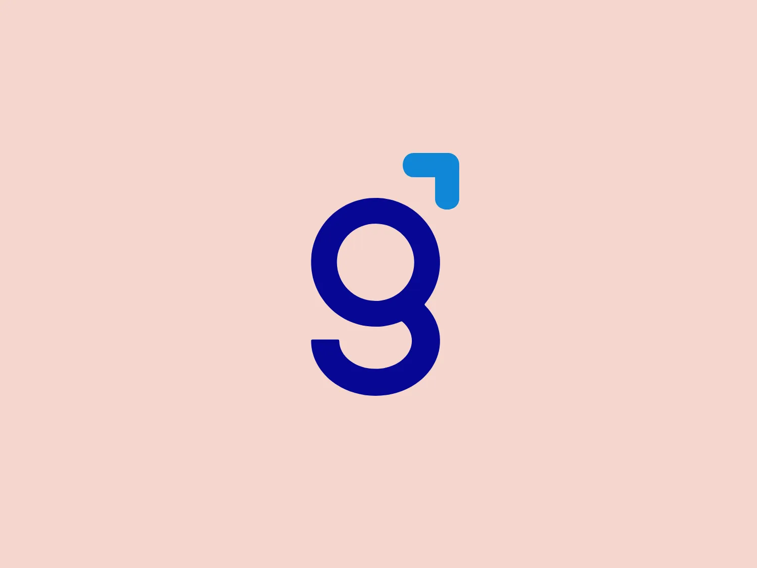 The logo for Genial Investimentos features a bold and stylized design with a deep shade of blue. It resembles a lowercase "g" with a small shape resembling the number "1" above and to the right. The minimalist aesthetic gives the appearance of a friendly and accessible brand identity.