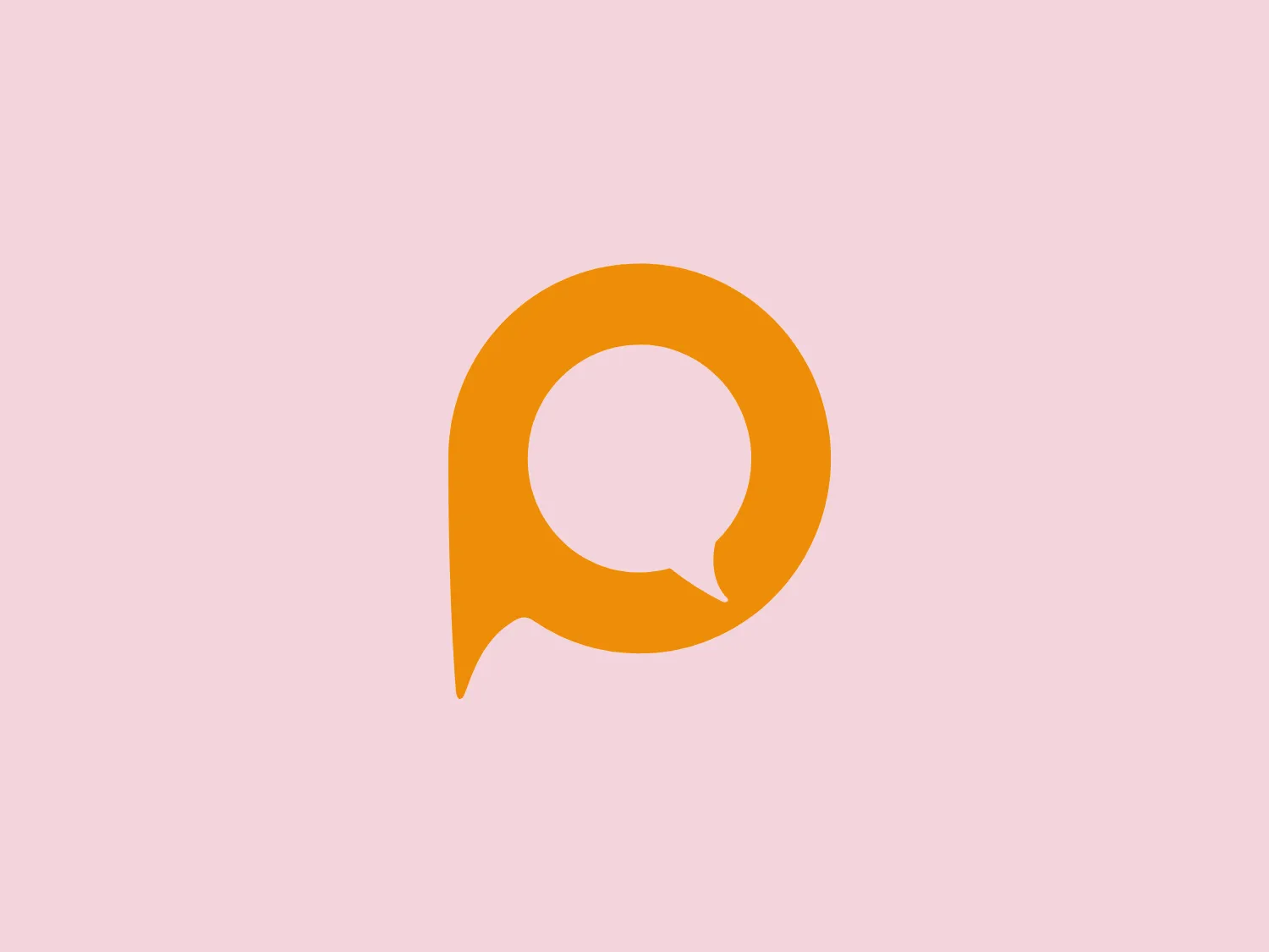 The logo for Powerling features a stylized speech bubble with a pointed tail, evoking conversation or messaging. The warm, vivid orange color exudes an inviting and energetic feel. The design is minimalist and modern, with smooth, rounded edges and a clear central void creating negative space for the tail of the bubble. With no additional embellishments or text, the logo maintains a clean and scalable appearance that is likely to be recognizable across various mediums.