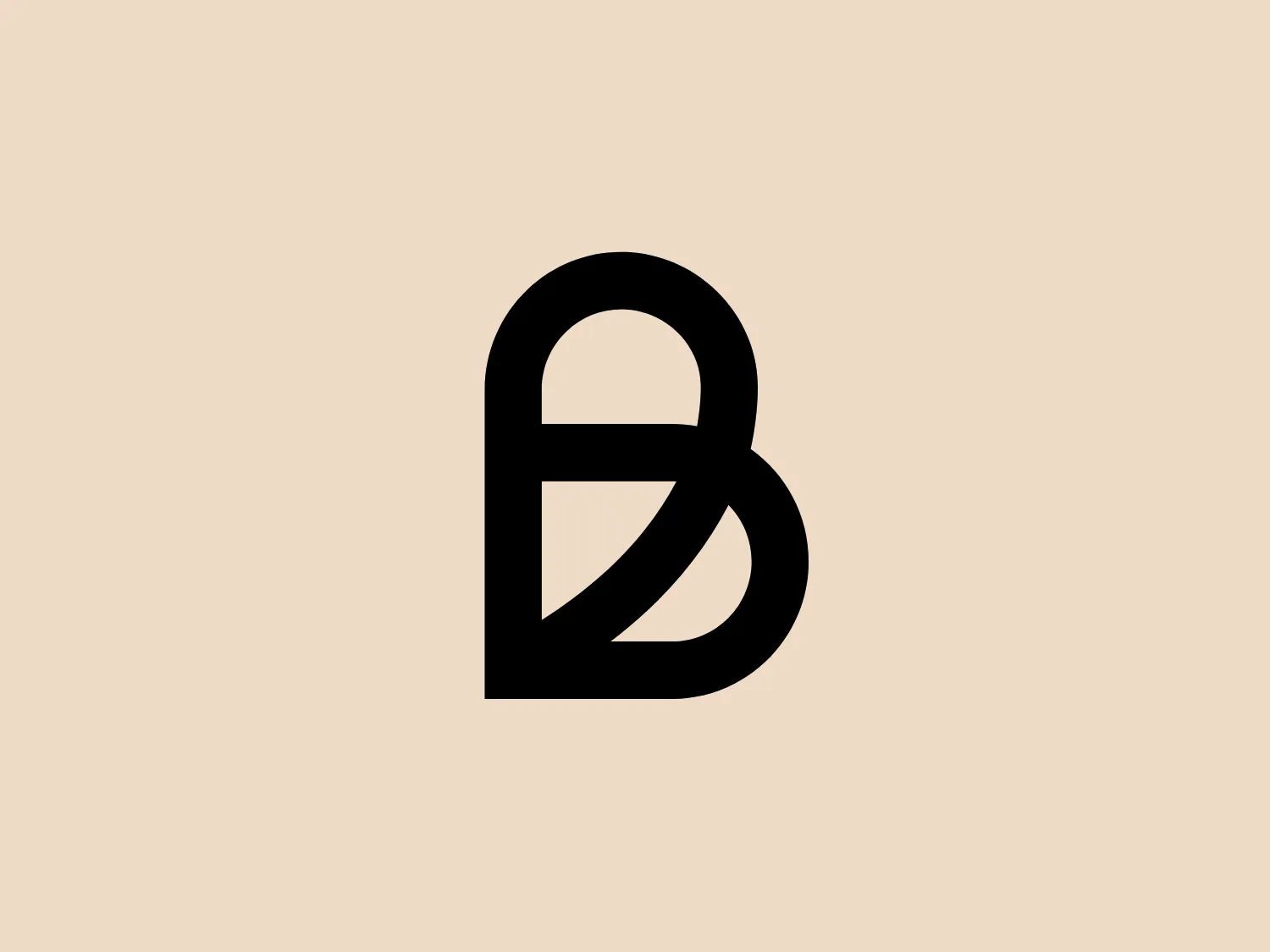 The monogram logo for Billie features a bold and modern design with a distinct cut creating a sense of movement in the letter 'B'. The solid black color stands out due to its simplicity and high contrast, creating a minimalistic and contemporary aesthetic that is versatile for branding purposes.