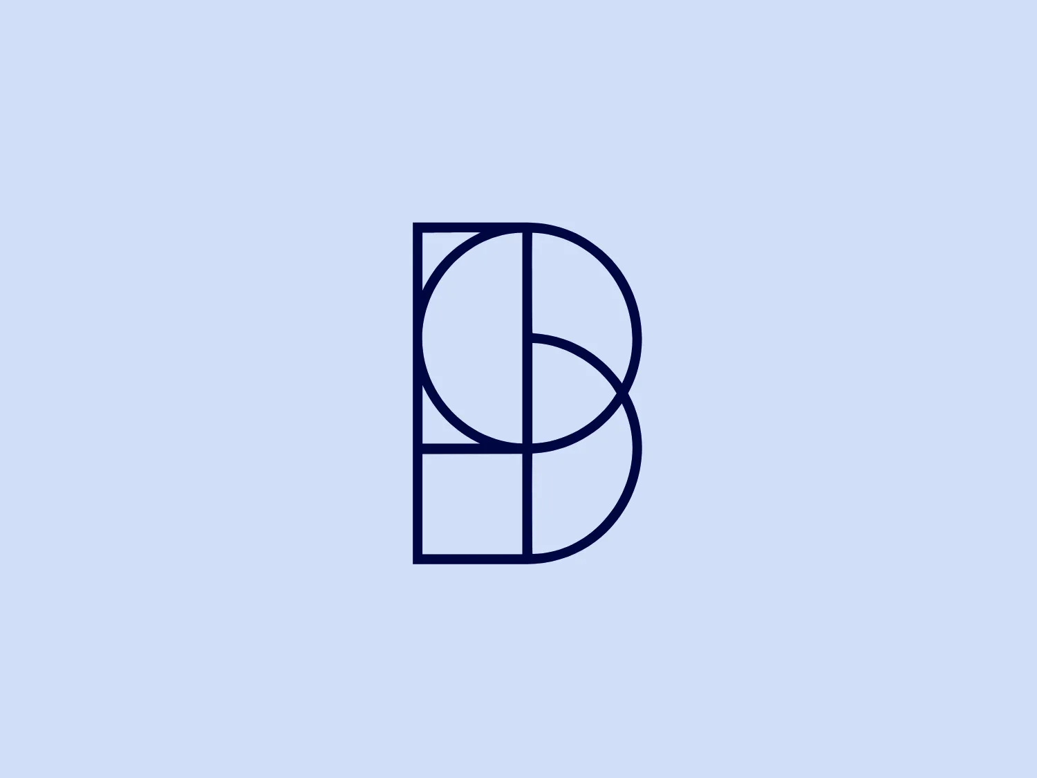 The Basis London logo presents a modern and minimalist stylized combination of geometric shapes that form the letter 'B'. The design consists of intersecting straight lines and curves in a dark blue or navy color, creating an illusion of three-dimensional layering. The negative space within the circular element adds to the overall balance and visual interest of the design.