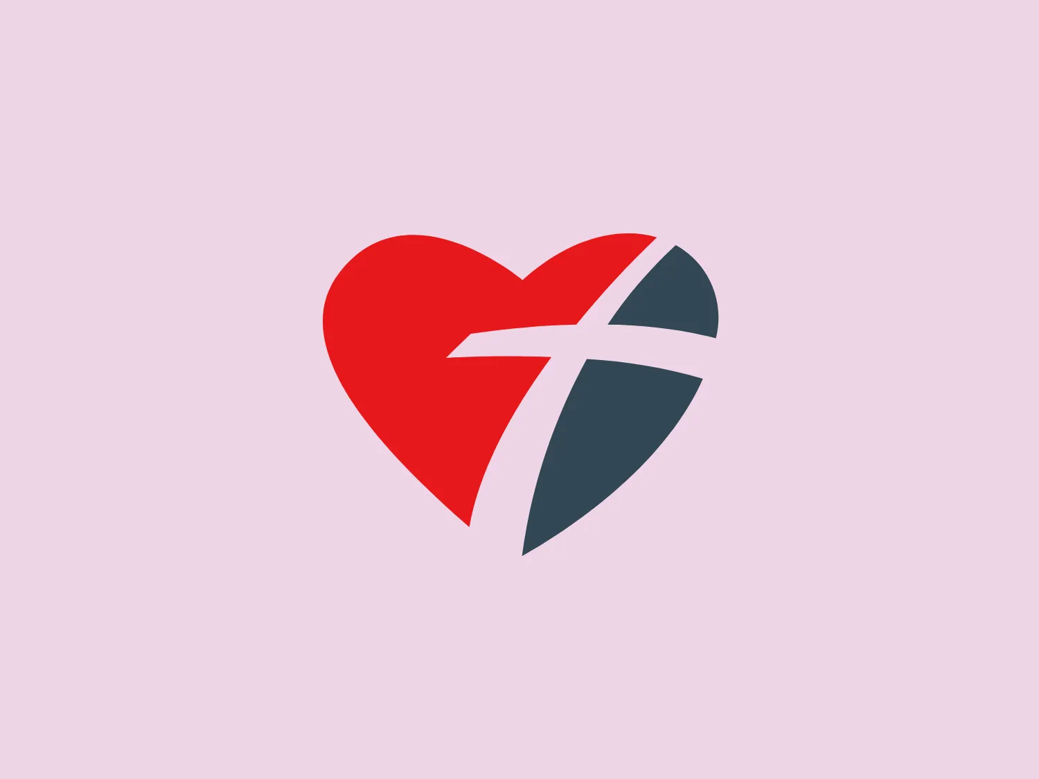 Thrivent's logo features a stylized heart shape, divided into three segments by white lines that create a dynamic partition. The left side of the heart is filled with a vibrant red color, while the right side consists of two segments, a darker slate blue on the top and a lighter shade of blue below, both separated by a thin white line. The overall design is modern and minimalistic, with the use of bold colors and simple shapes creating an impactful and easily recognizable symbol. The clean lines and division of colors give the heart a sense of movement or transformation.