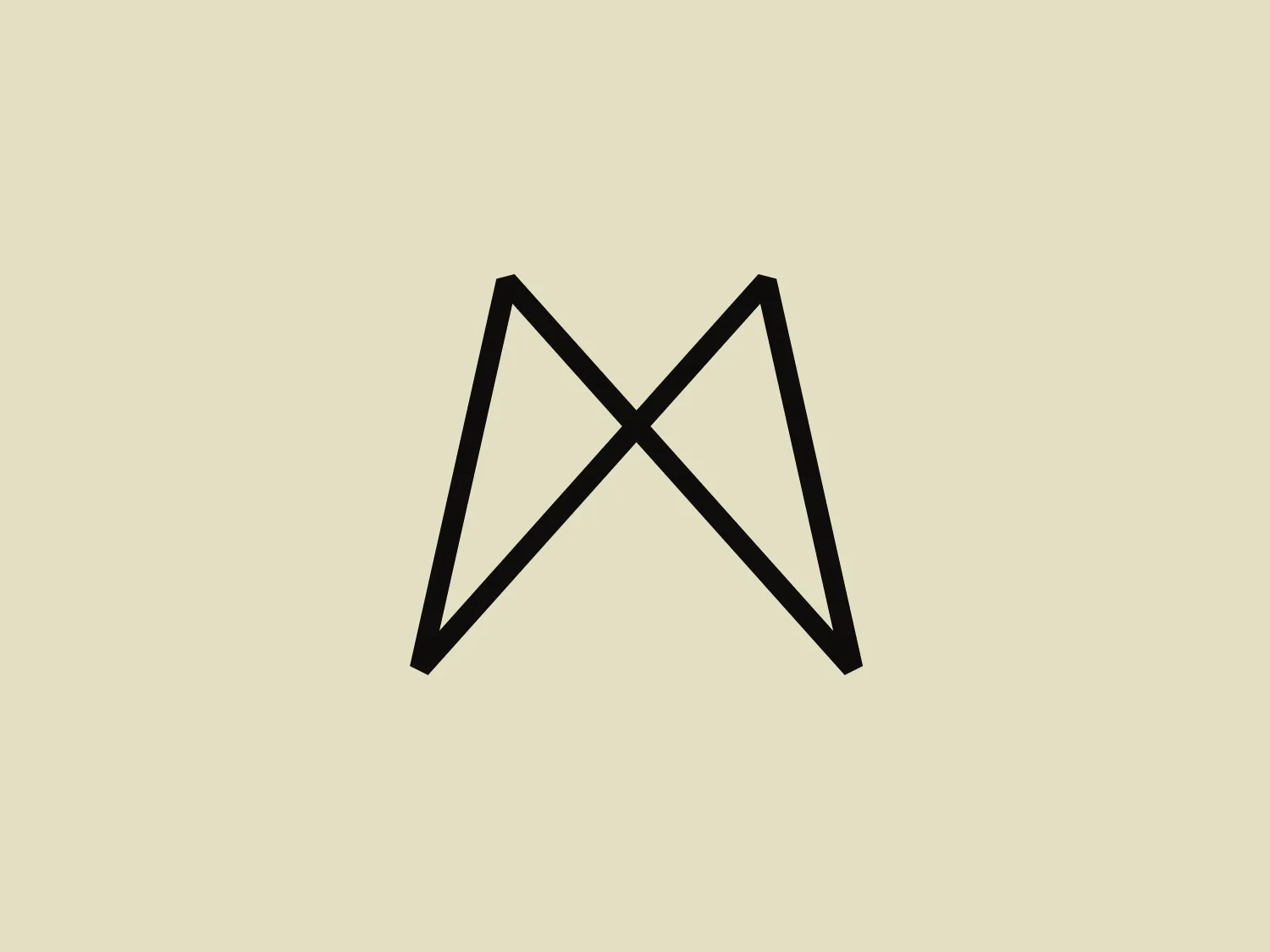 The Modern logo, a bold and sleek geometric design, resembles a symmetrical abstract shape that evokes a bowtie or butterfly, with sharp angles and straight lines converging towards the center to create a sense of movement and balance. The minimalist and modern design utilizes negative space effectively, enhancing its visual impact.