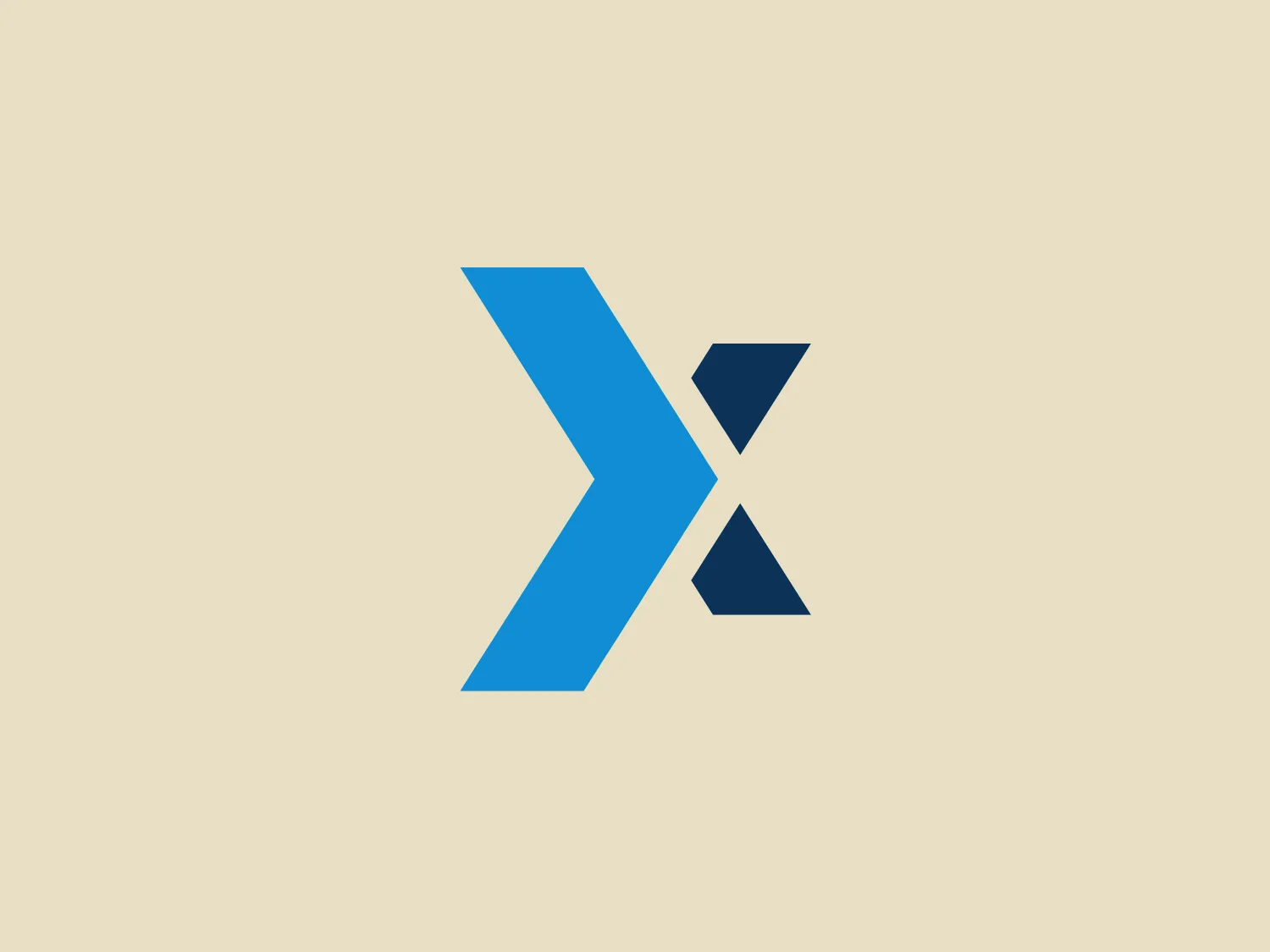 The Acxiom logo features a stylized letter "X" consisting of two diagonal, right-angled shapes with sharp edges. The left side of the "X" is a bright, saturated blue, while the right side is a darker, more subdued shade of blue, creating a cohesive color palette. The negative space between the shapes reinforces the "X" structure and adds a modern, minimalistic feel to the design.